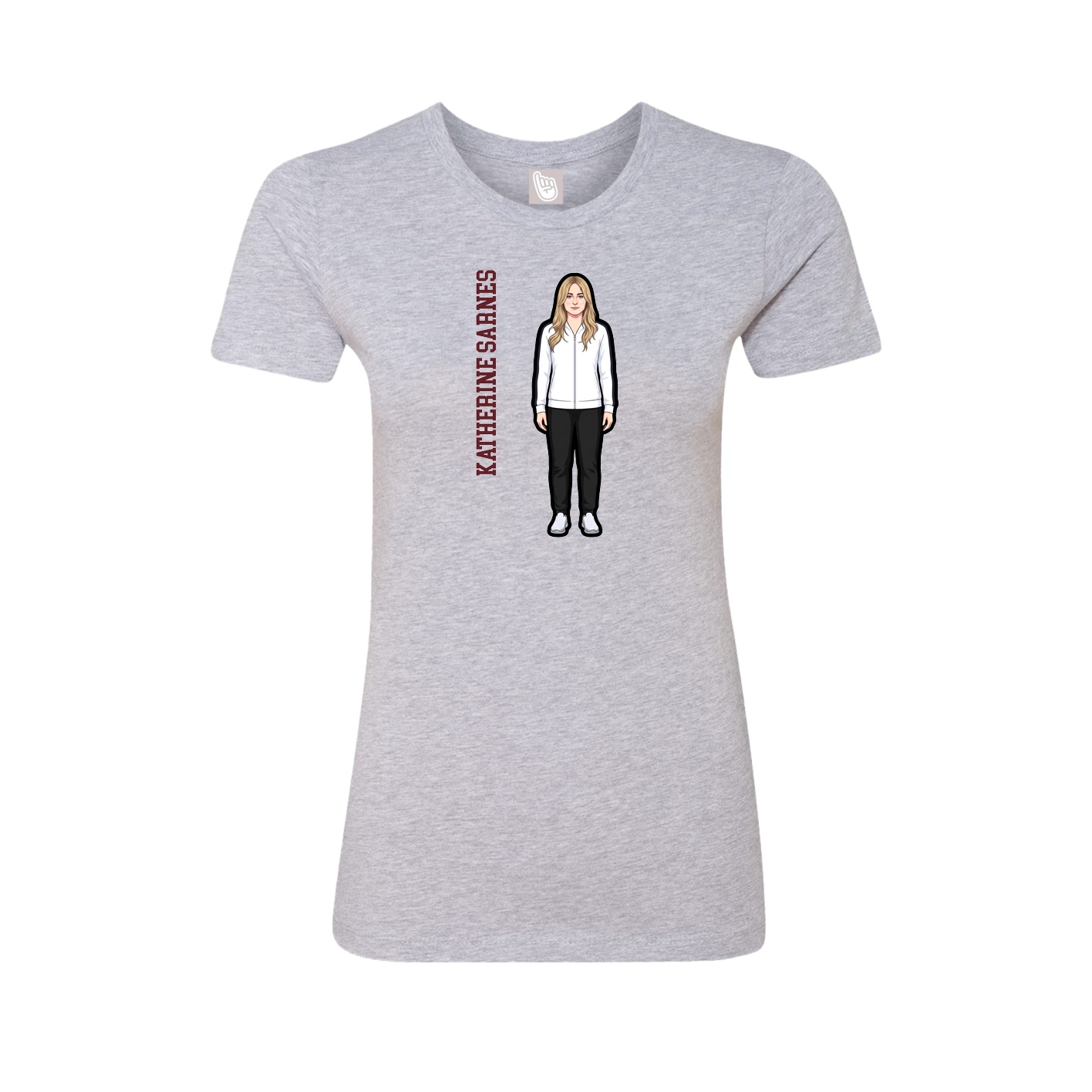 Womens Tee — Name Vertical in Grey