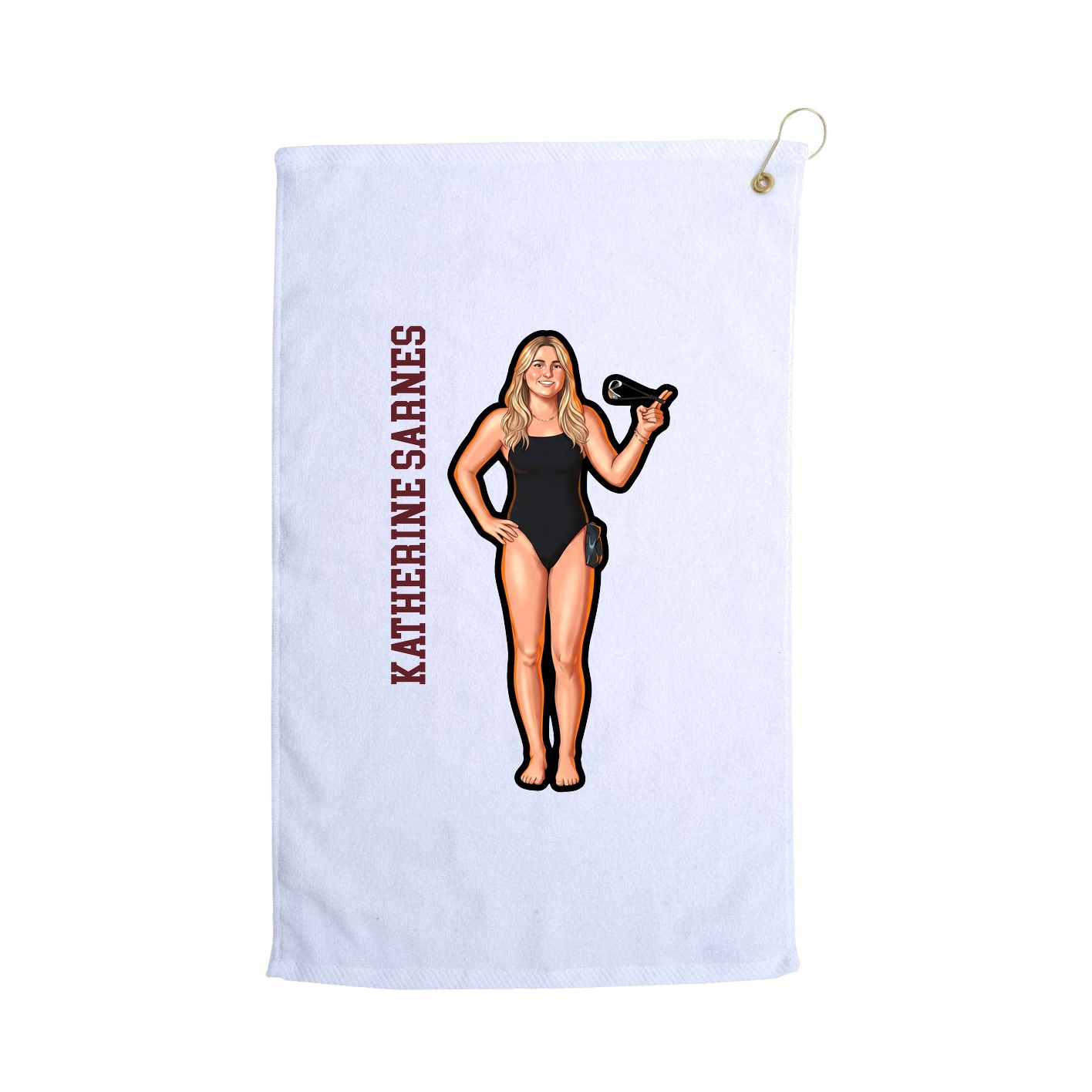 Golf Towel — Name Vertical in White