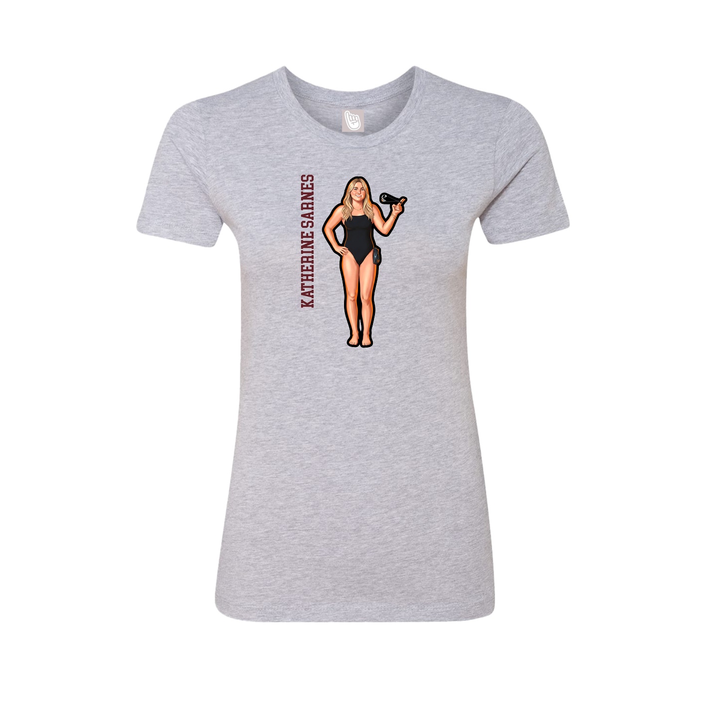 Womens Tee — Name Vertical in Grey