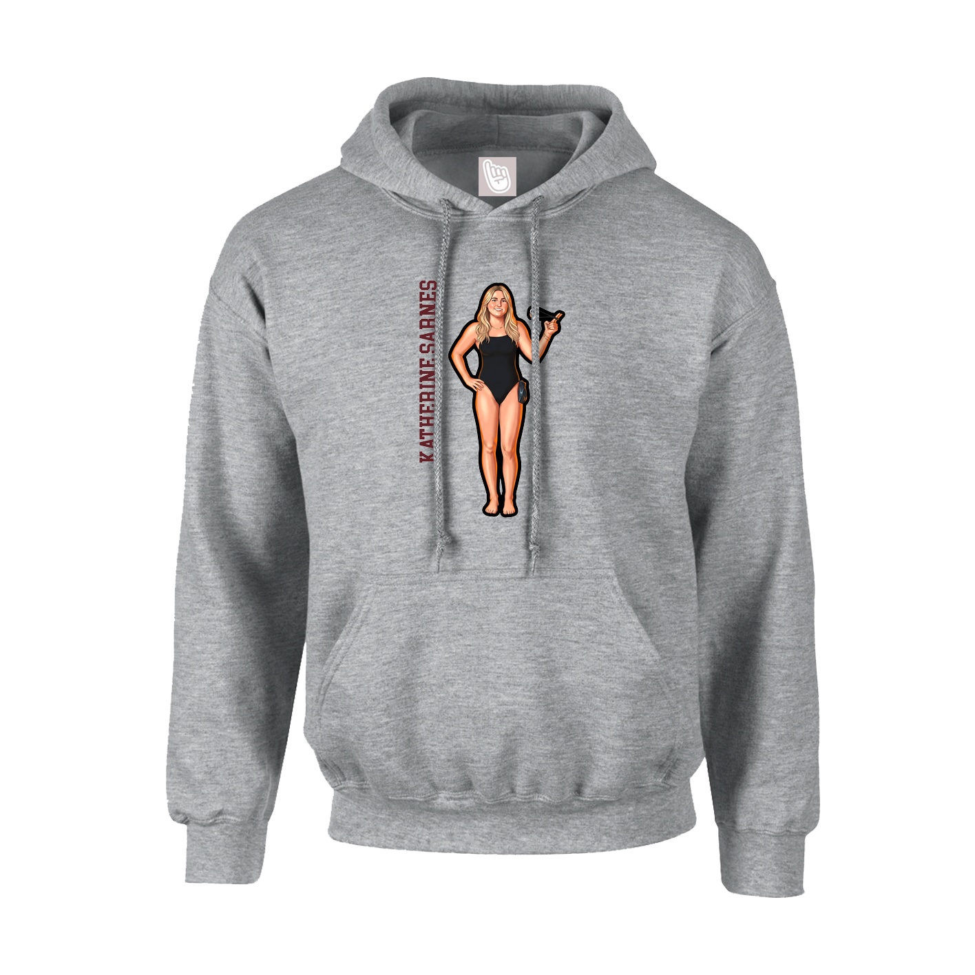 Youth Hoodie — Name Vertical in Grey