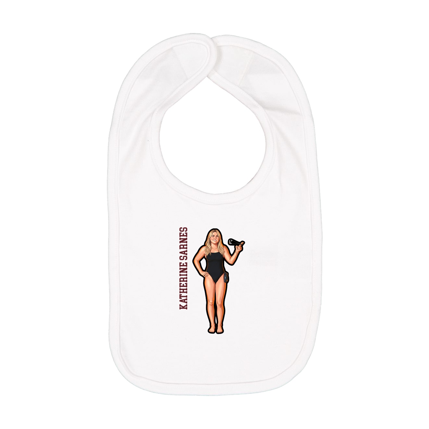 Infant Bib — Name Vertical in White