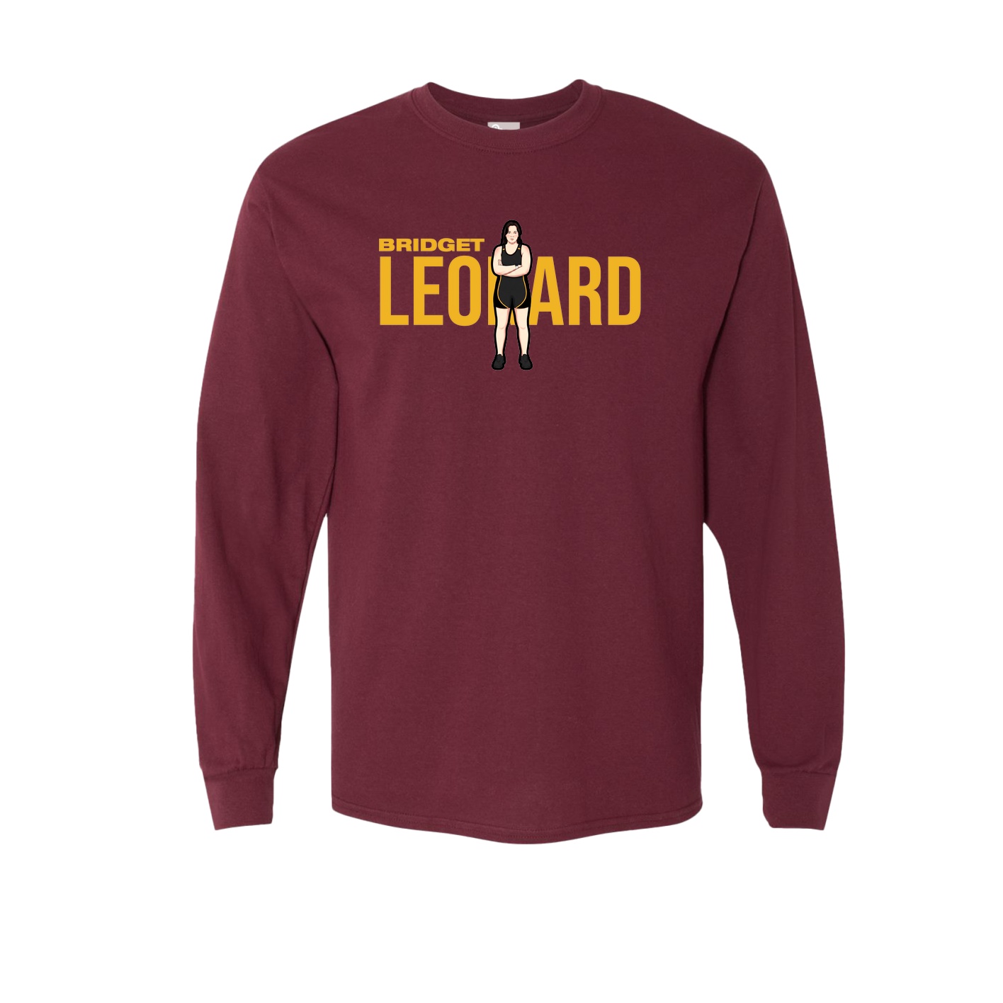 Long Sleeve Tee — Player Name in Maroon