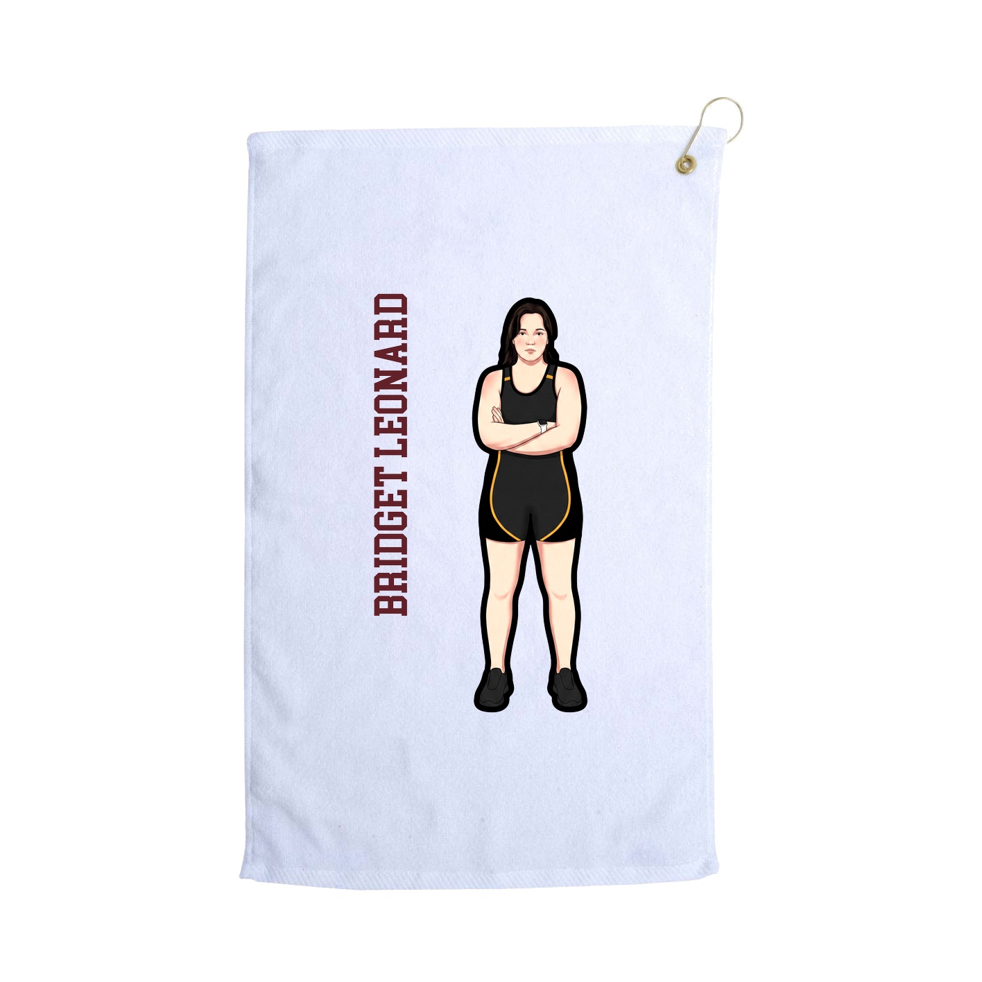 Golf Towel — Name Vertical in White