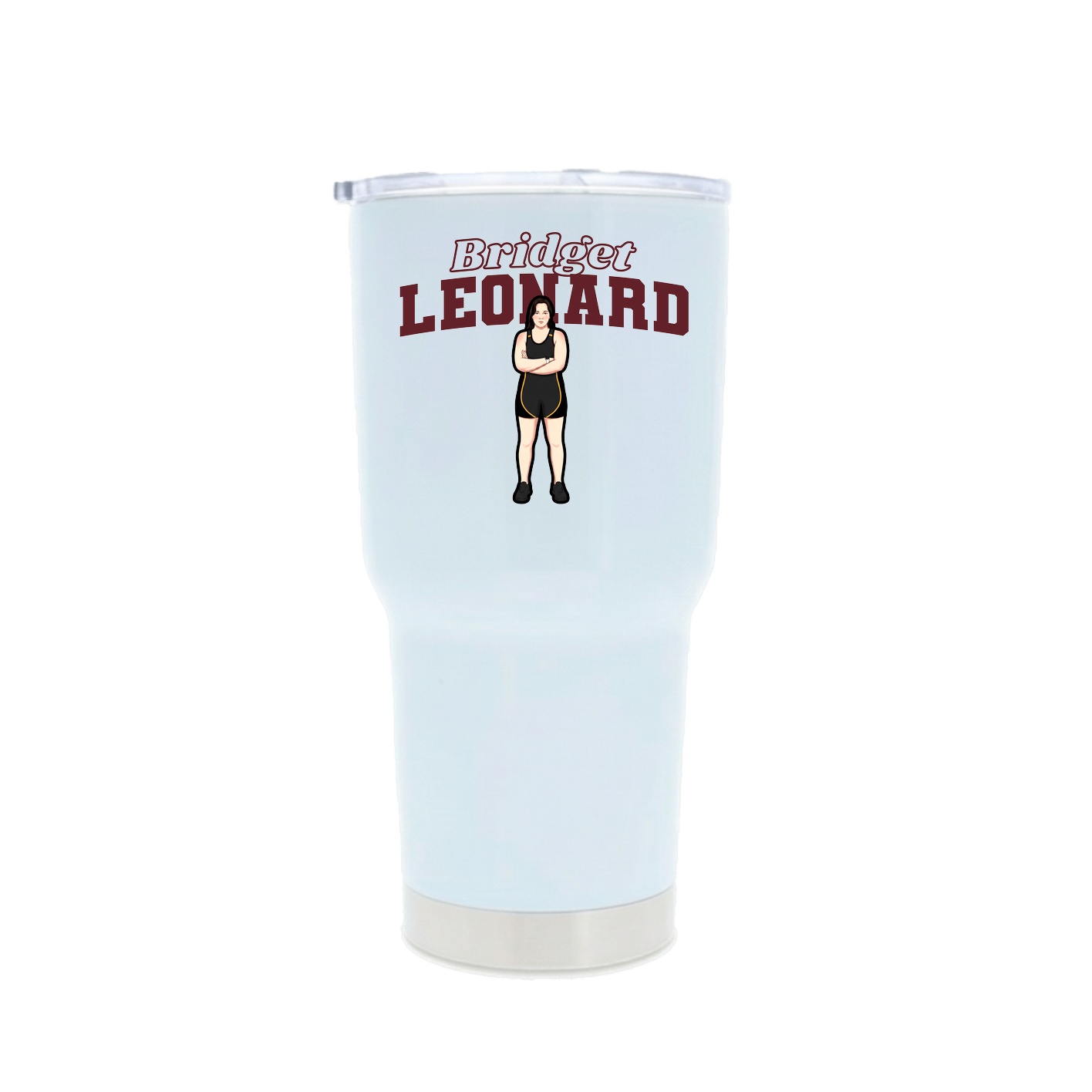 30oz Stainless Steel Tumbler — Name Arch in White