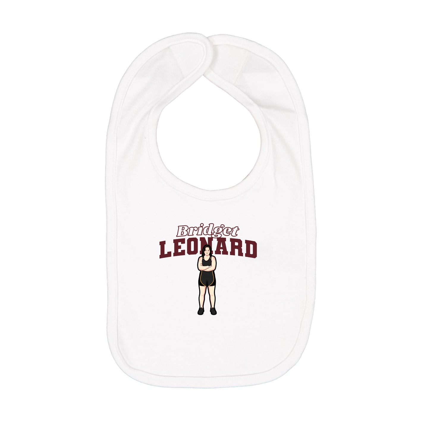 Infant Bib — Name Arch in White
