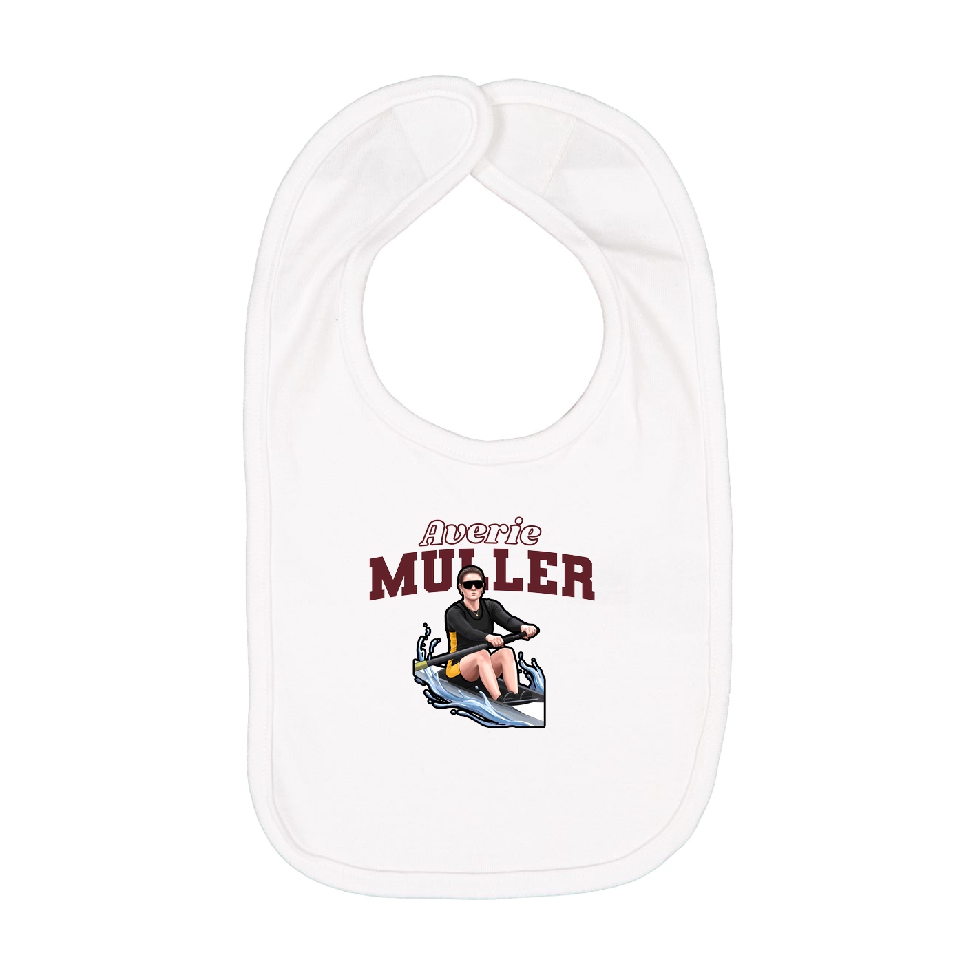 Infant Bib — Name Arch in White