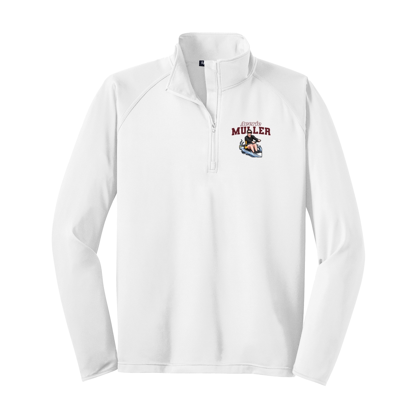 Q-Zip Pullover — Name Arch in White