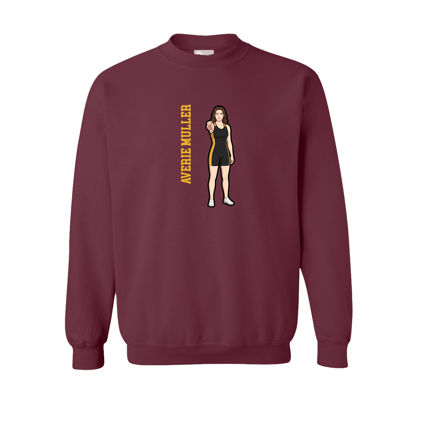 Fleece Crew — Name Vertical in Maroon