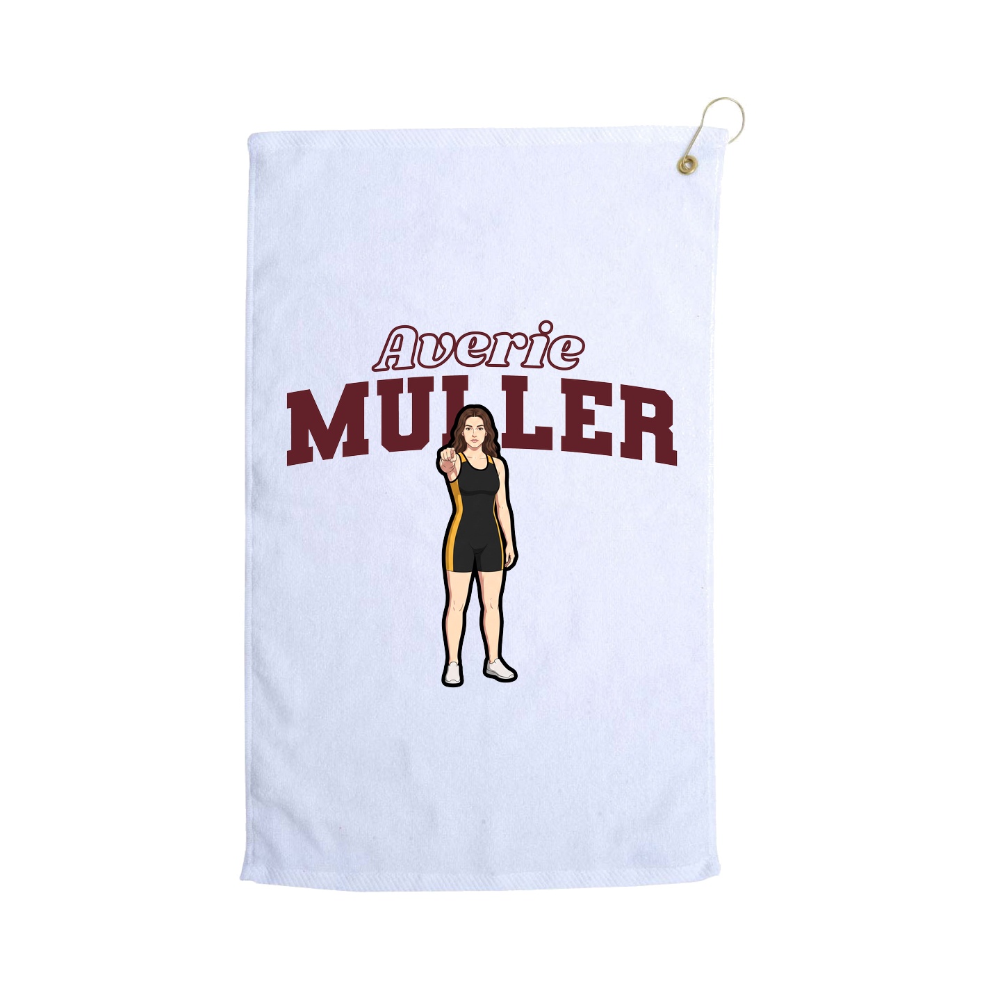 Golf Towel — Name Arch in White
