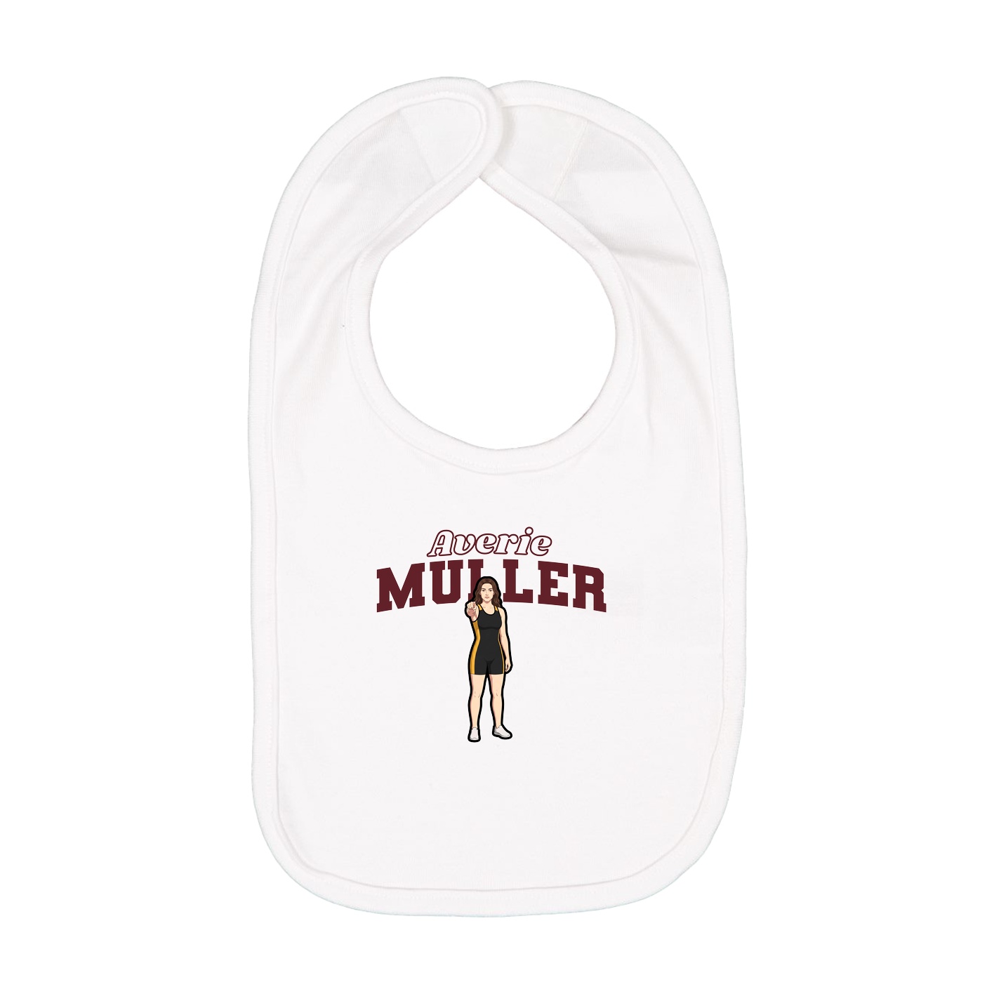 Infant Bib — Name Arch in White