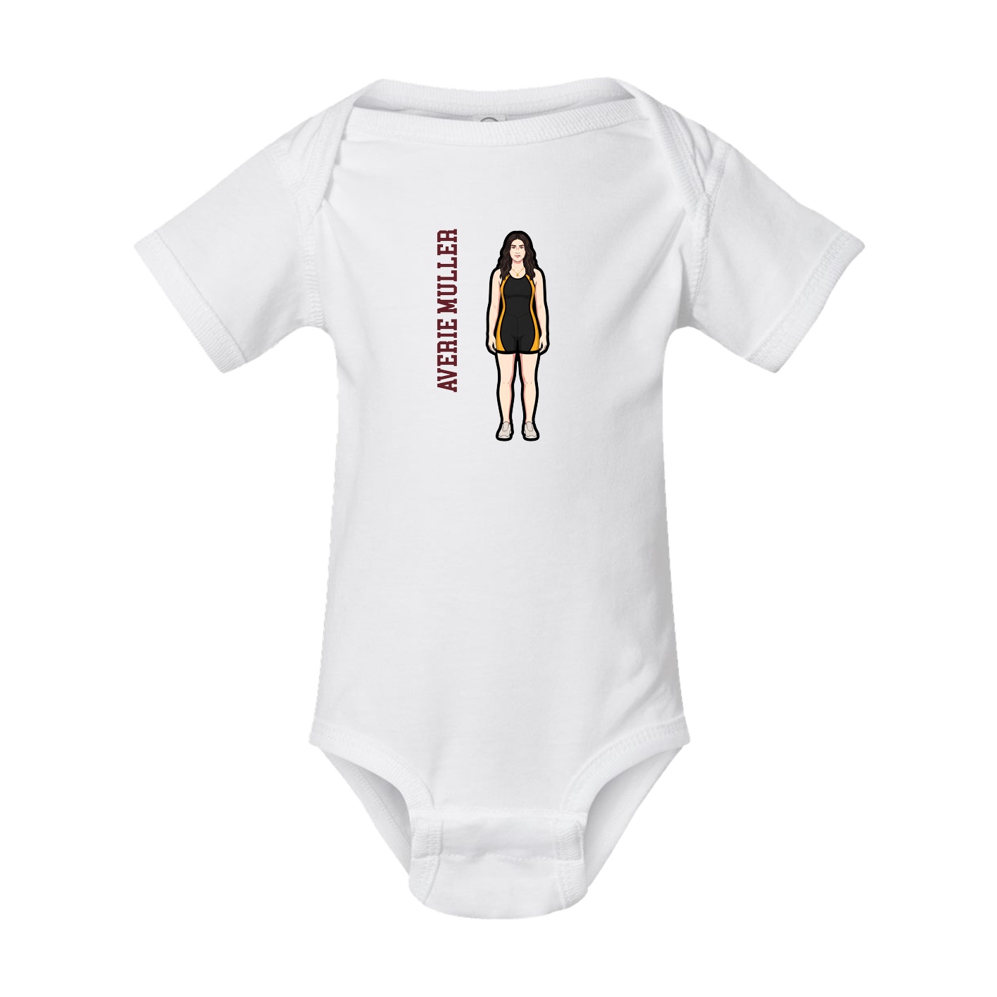 Baby Onesie — Name Vertical in White