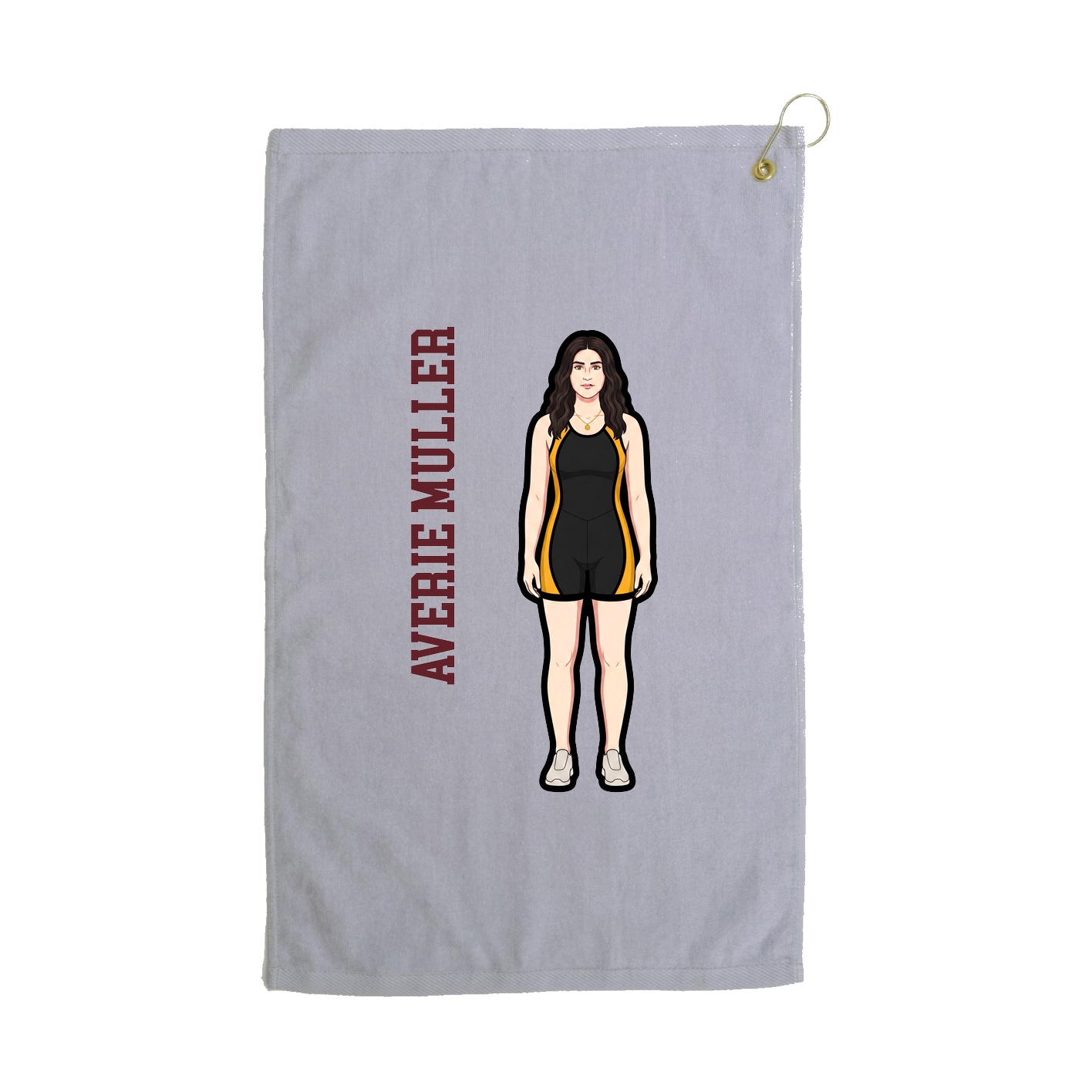 Golf Towel — Name Vertical in Grey