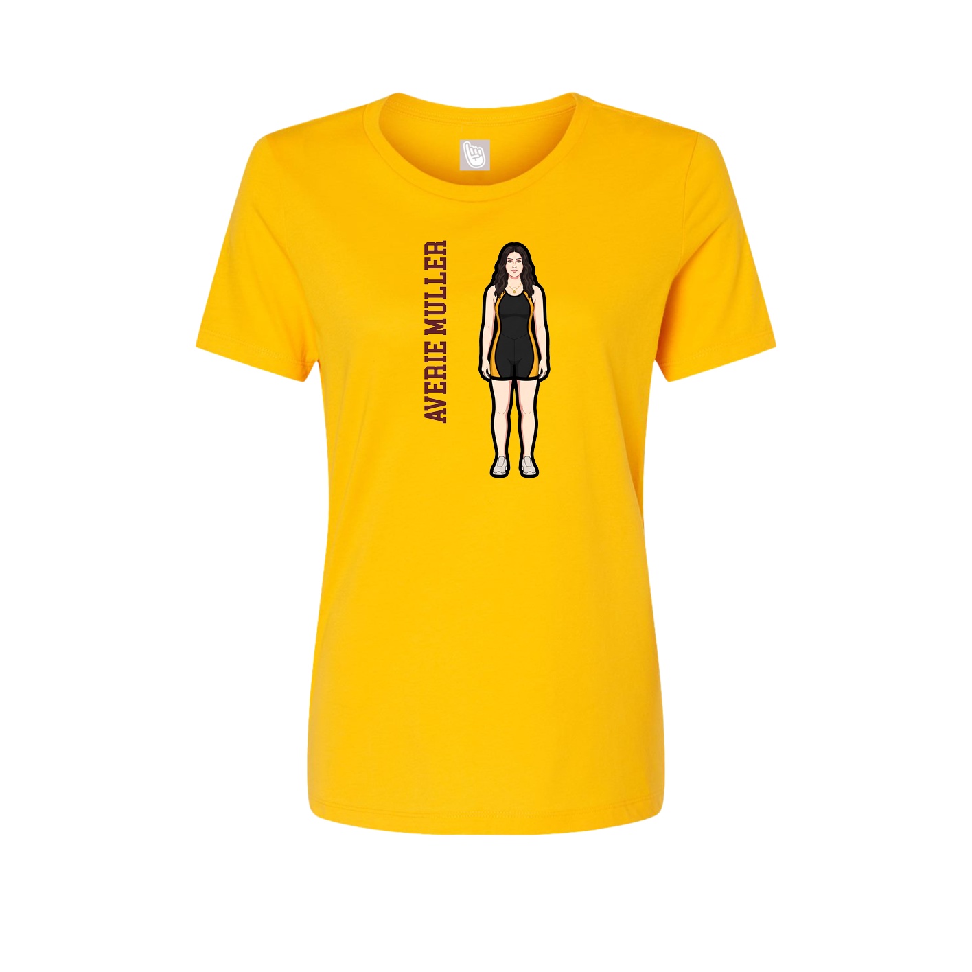 Womens Tee — Name Vertical in Gold