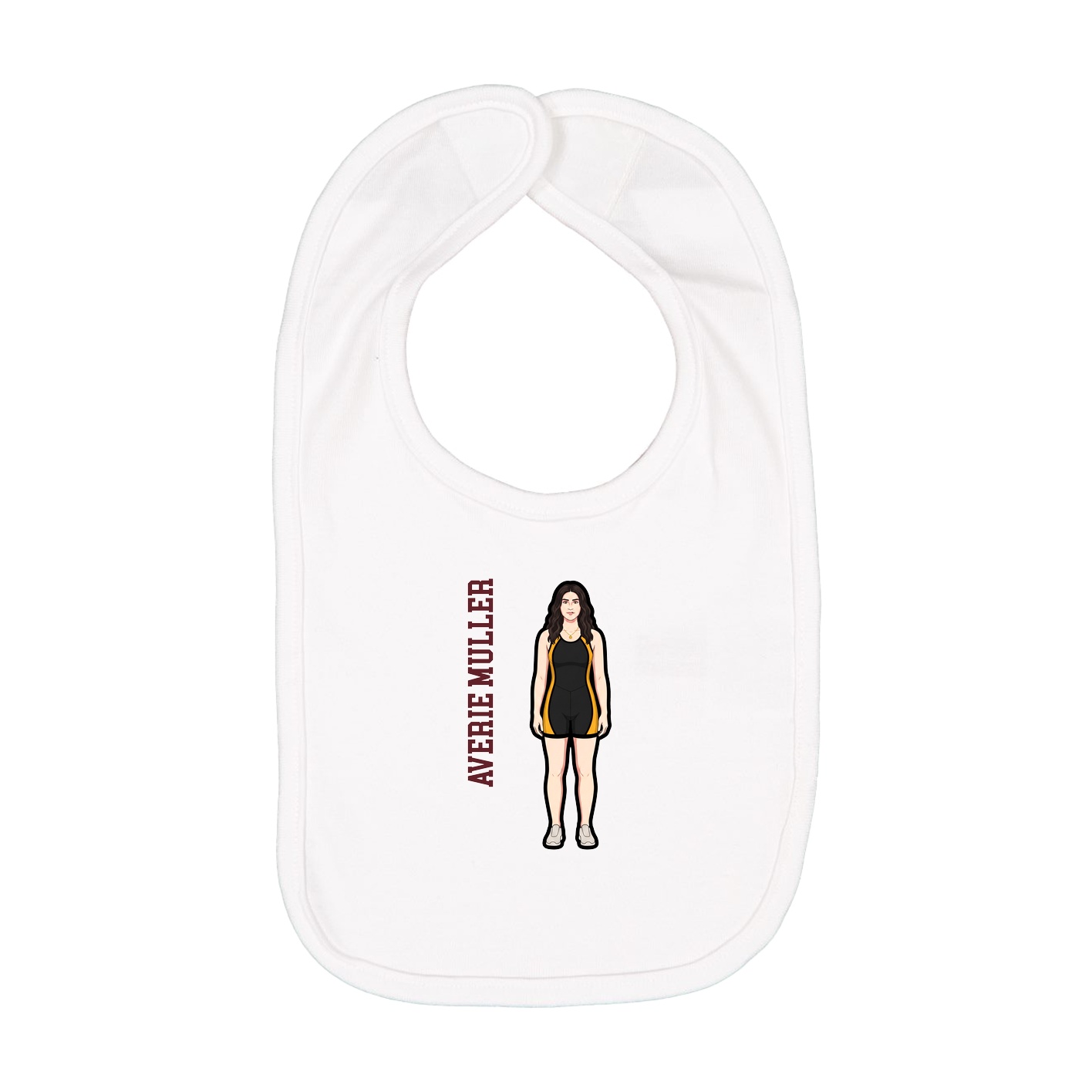 Infant Bib — Name Vertical in White