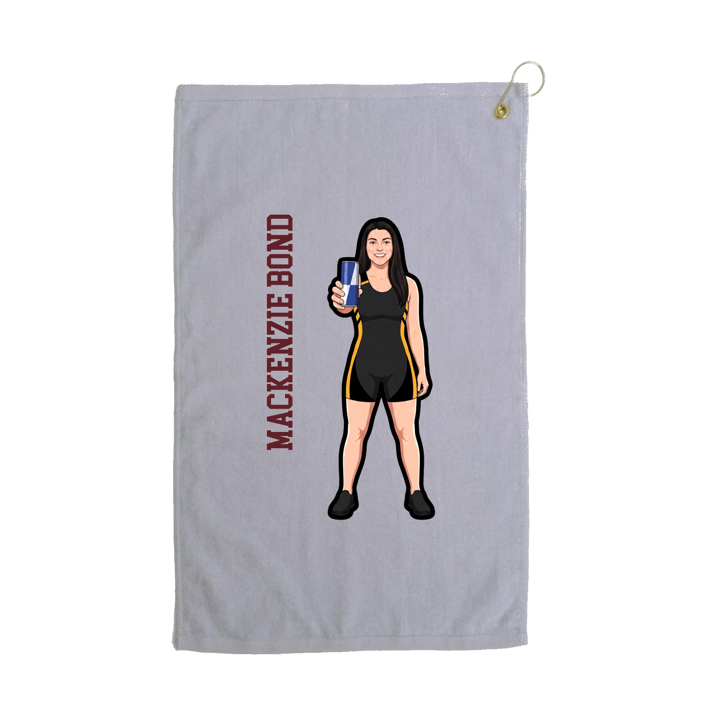 Golf Towel — Name Vertical in Grey