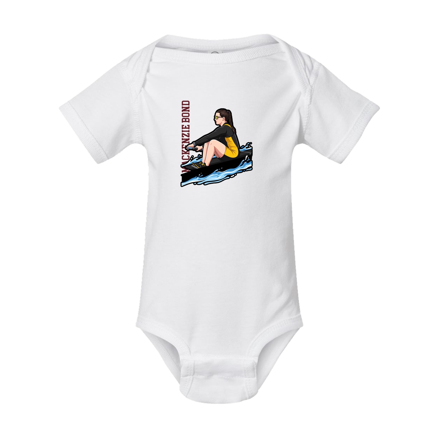 Baby Onesie — Name Vertical in White