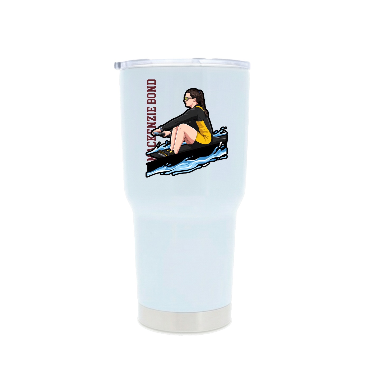 30oz Stainless Steel Tumbler — Name Vertical in White