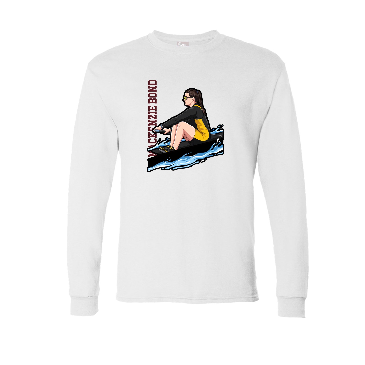 Long Sleeve Tee — Name Vertical in White