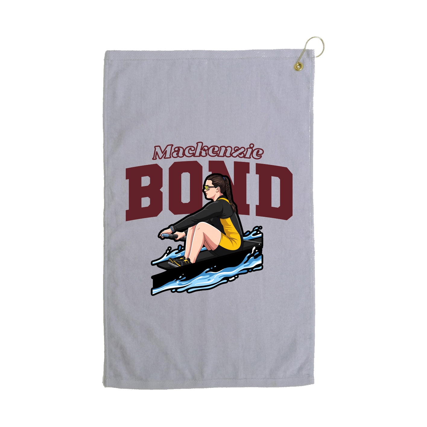 Golf Towel — Name Arch in Grey