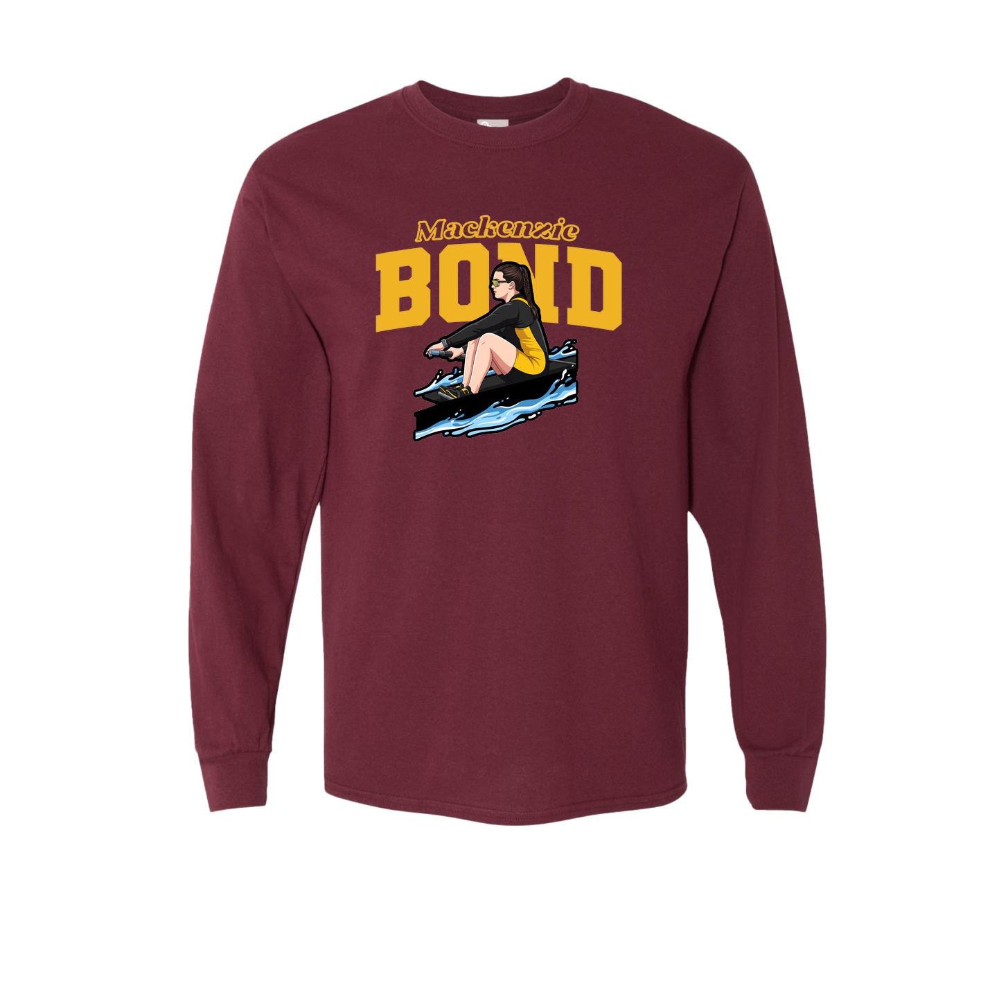 Long Sleeve Tee — Name Arch in Maroon