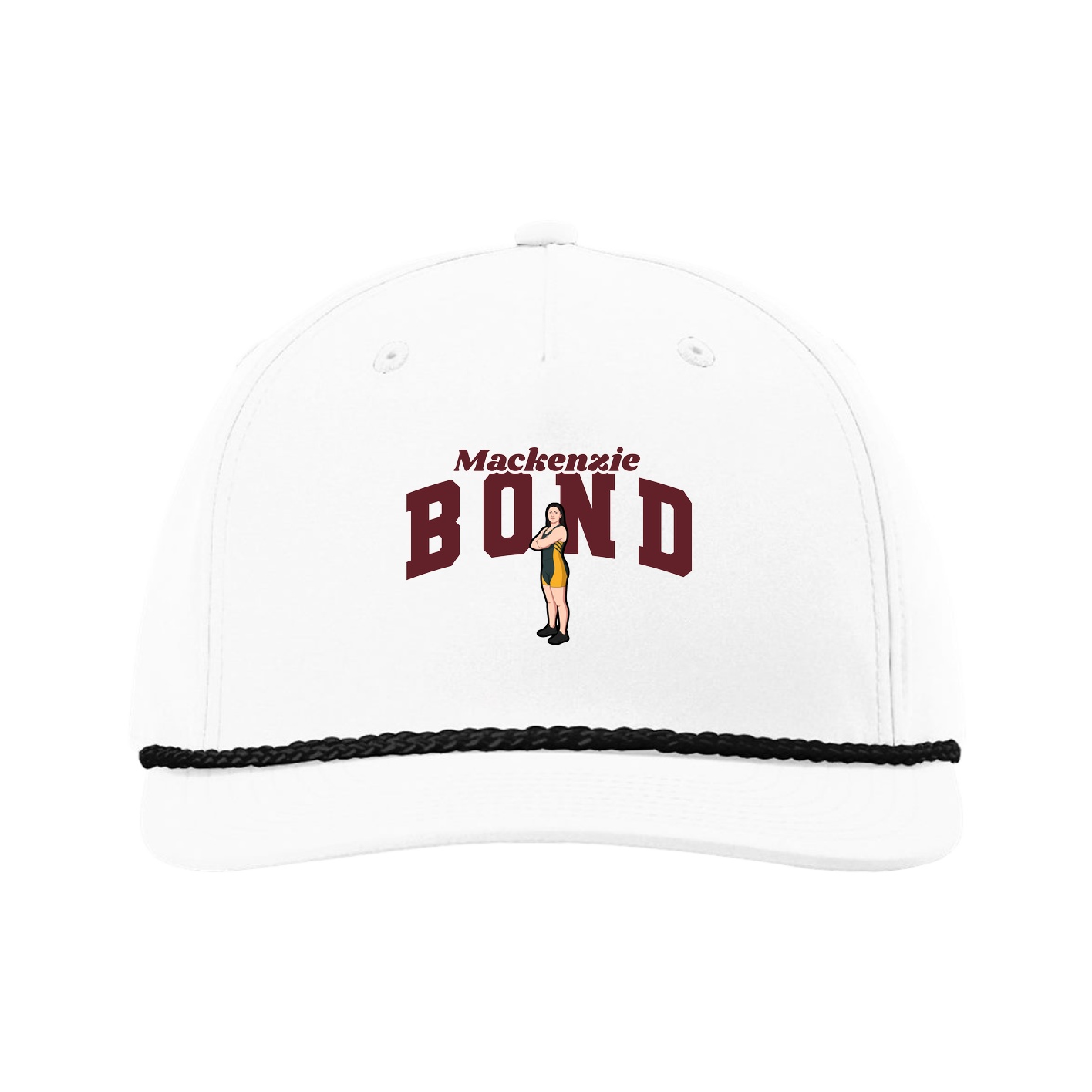 Five-Panel Classic Rope Cap — Signature Arch in White