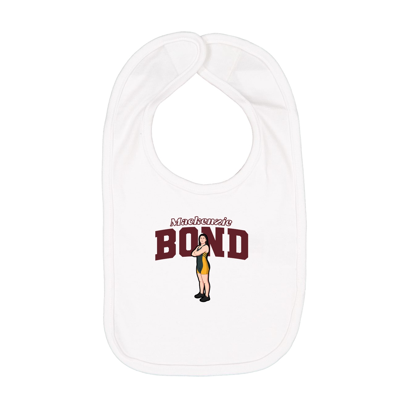 Infant Bib — Name Arch in White