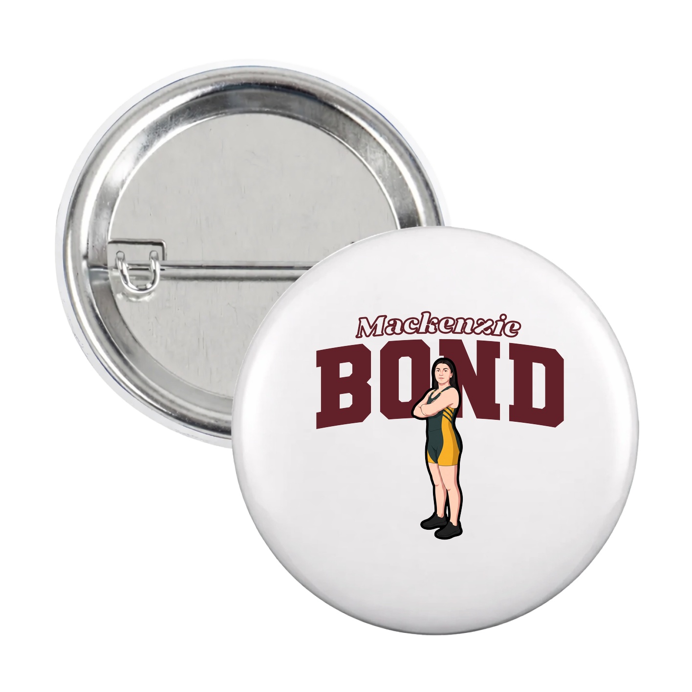 Game Day Button — Name Arch in White