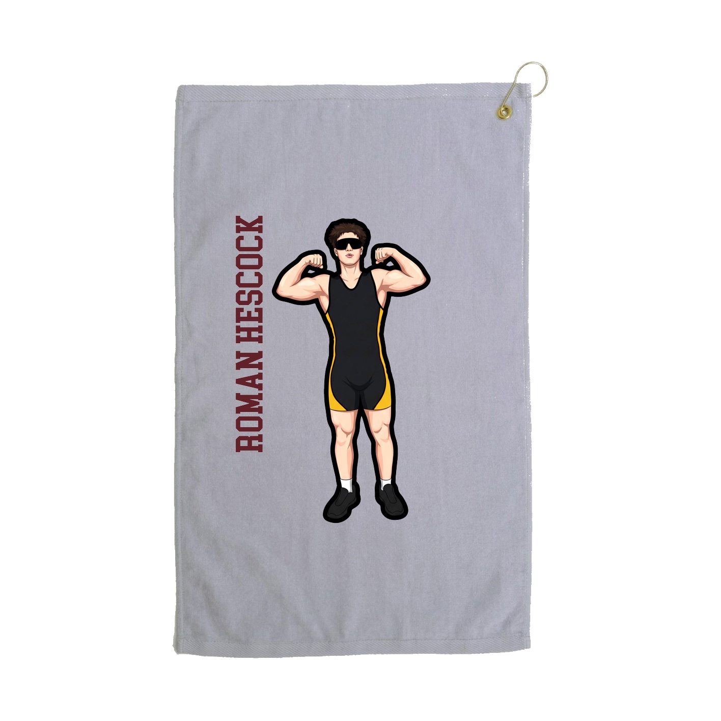 Golf Towel — Name Vertical in Grey