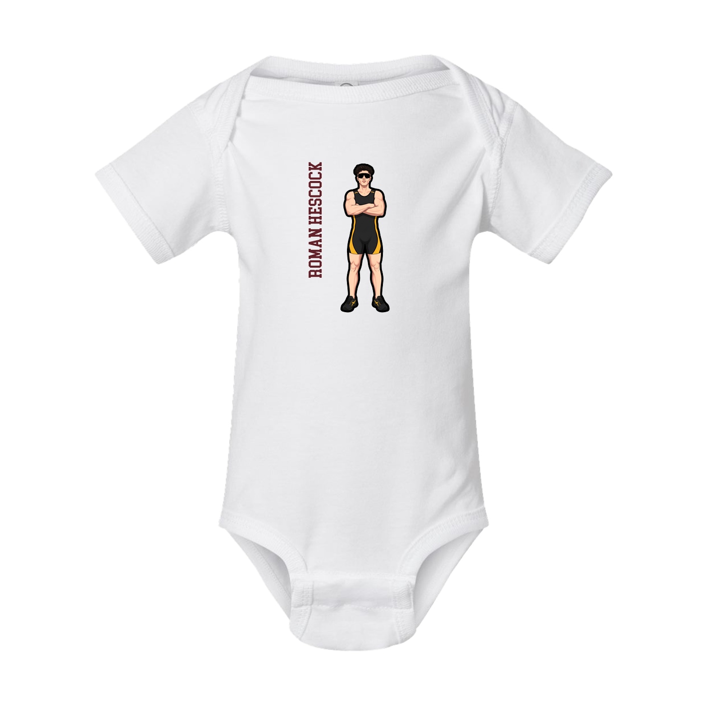 Baby Onesie — Name Vertical in White