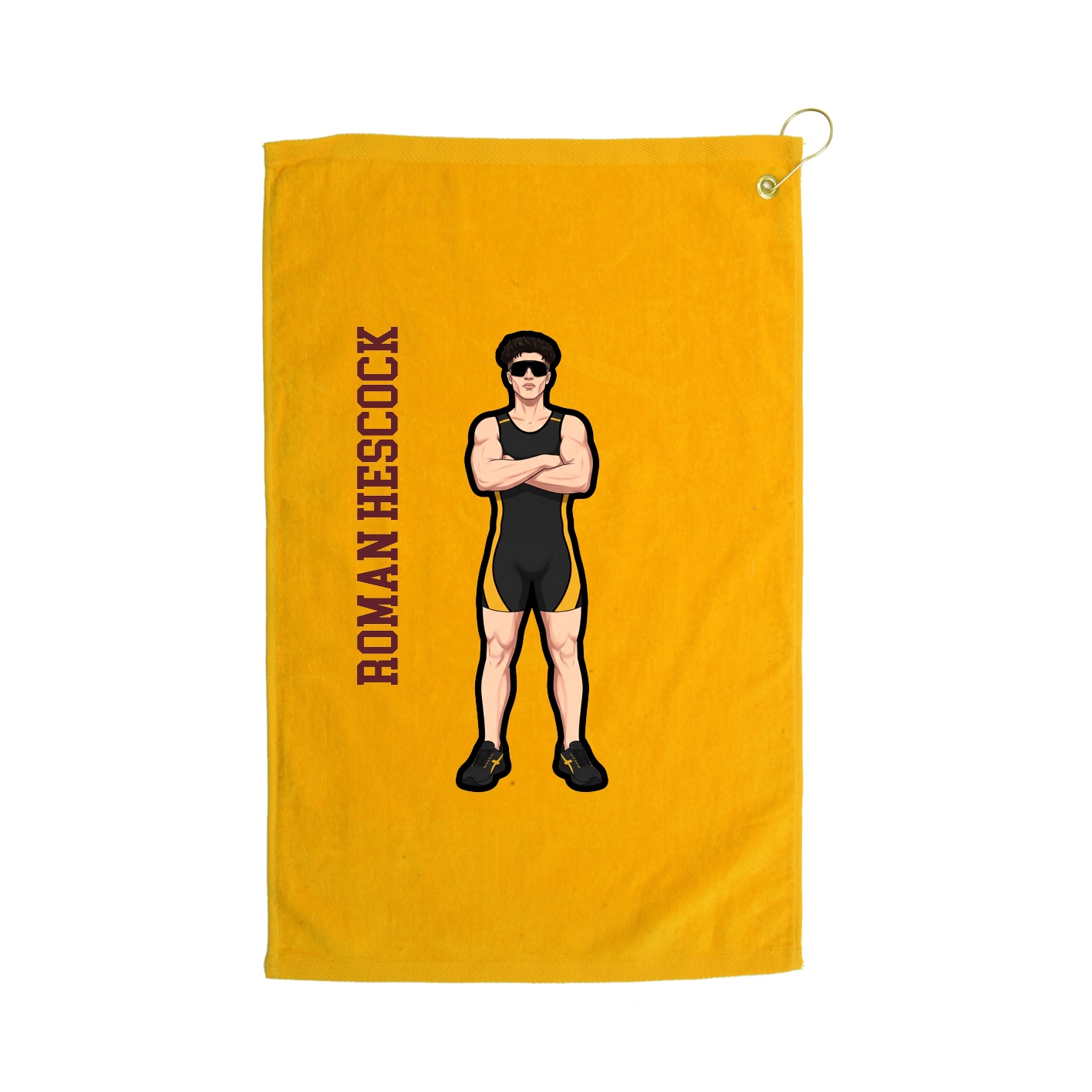 Golf Towel — Name Vertical in Gold