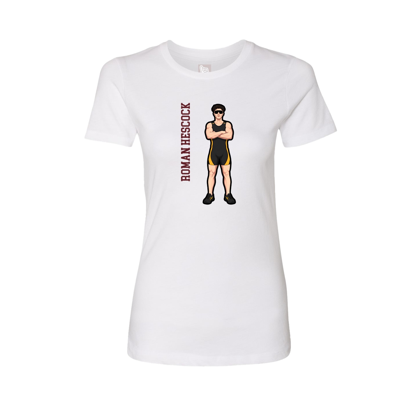 Fitted Women's Tee — Name Vertical in White