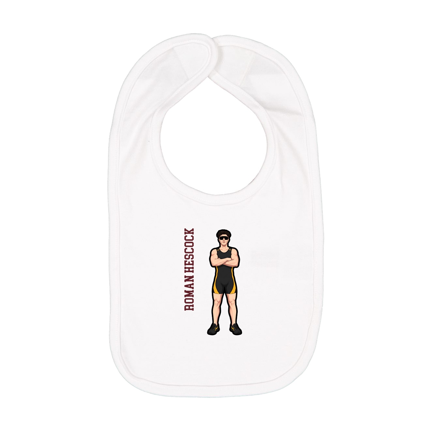 Infant Bib — Name Vertical in White