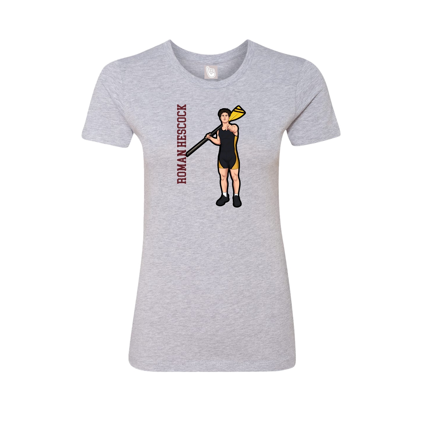 Fitted Women's Tee — Name Vertical in Grey