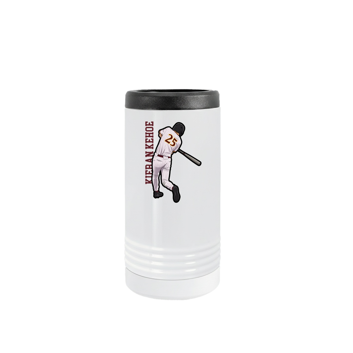 Slim Beverage Holder — Name Vertical in White
