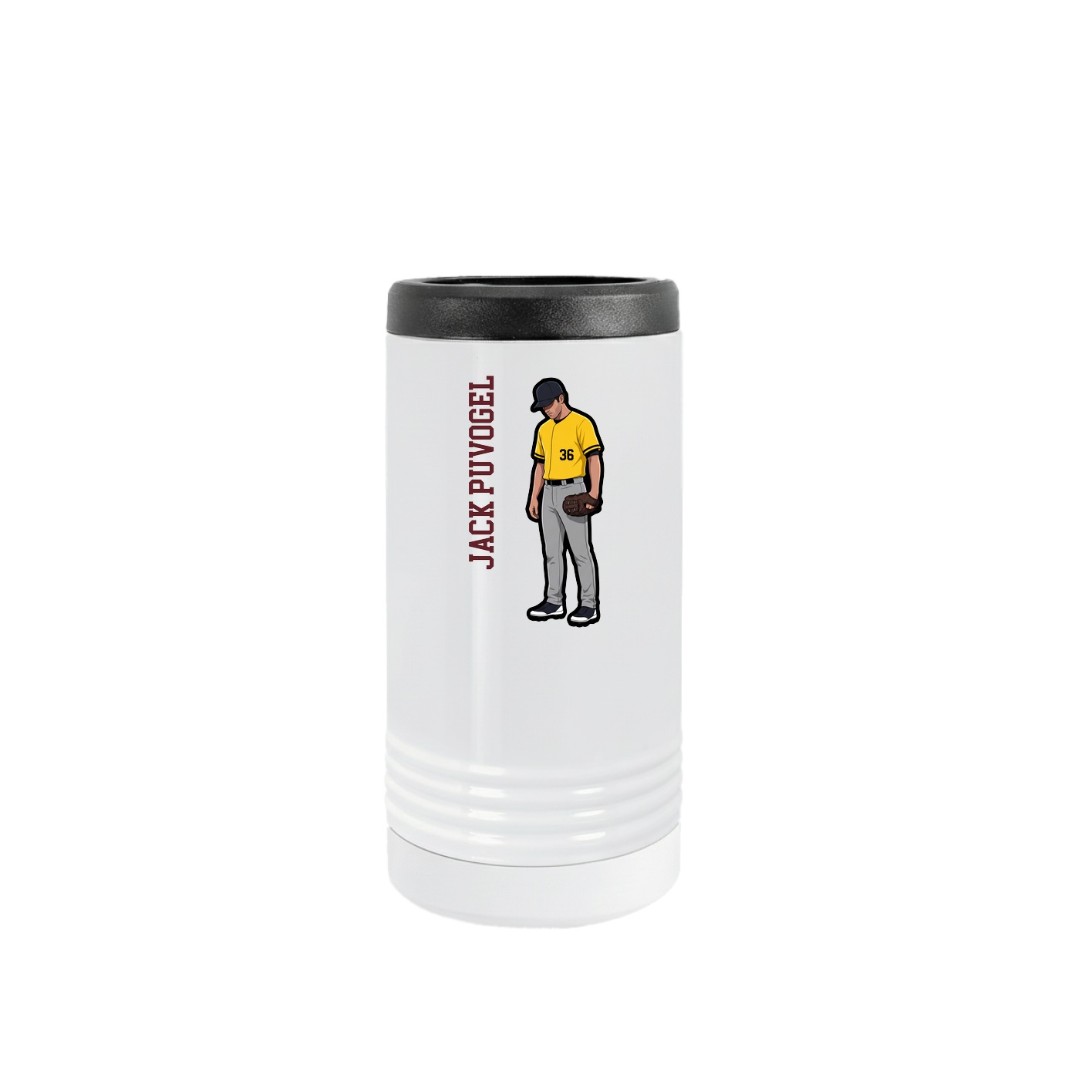 Slim Beverage Holder — Name Vertical in White