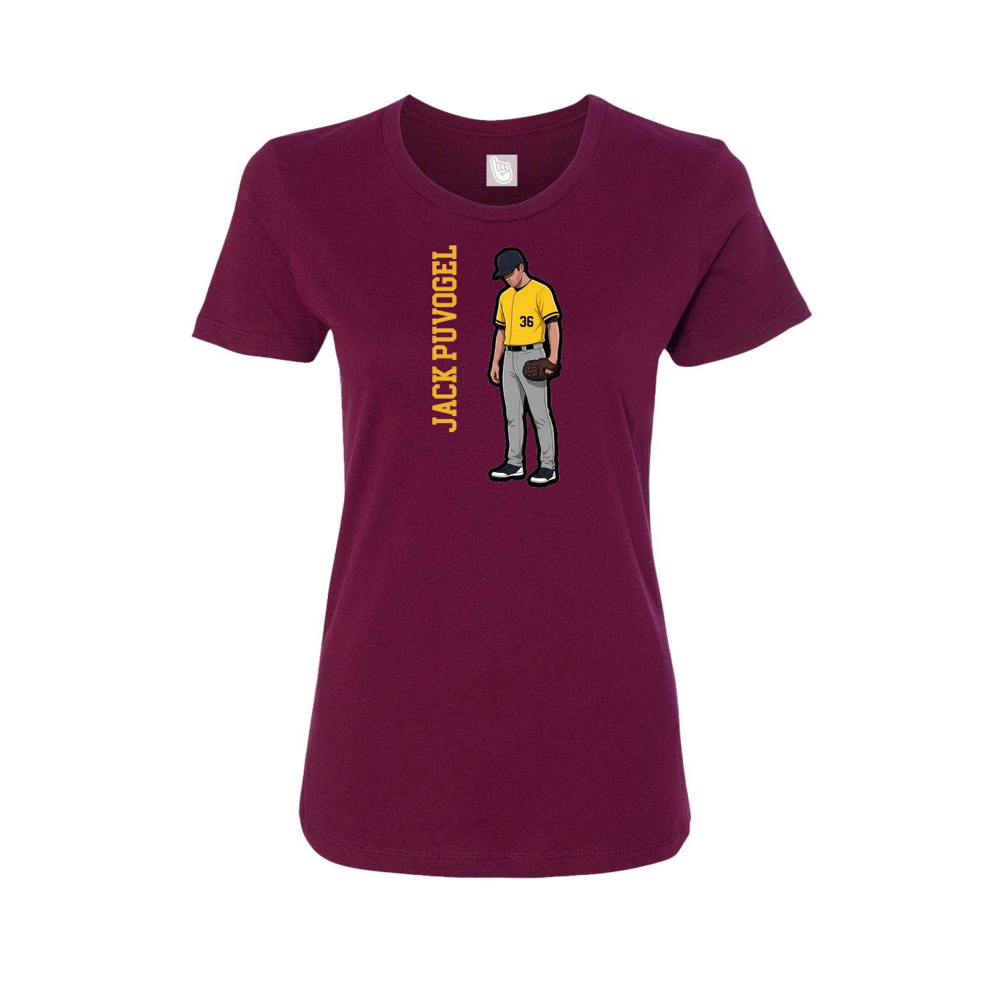Fitted Women's Tee — Name Vertical in Maroon