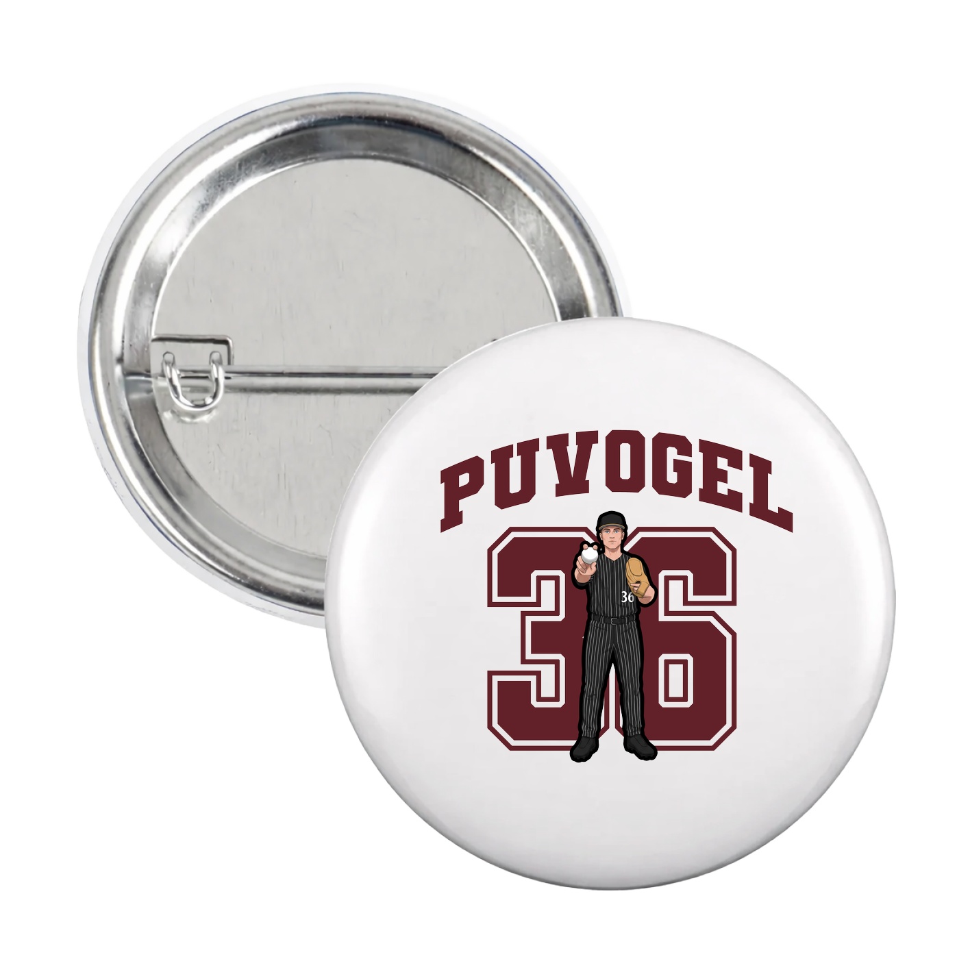 Game Day Button — Number in White