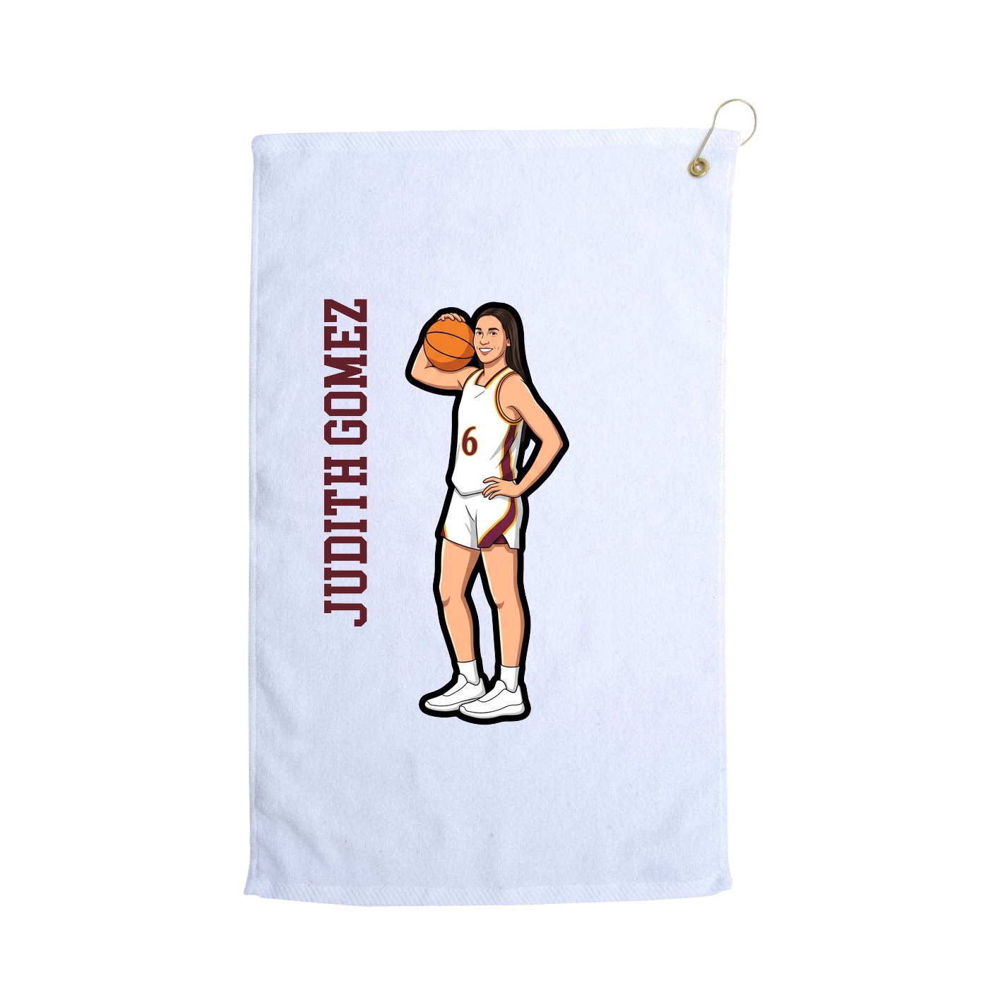 Golf Towel — Name Vertical in White