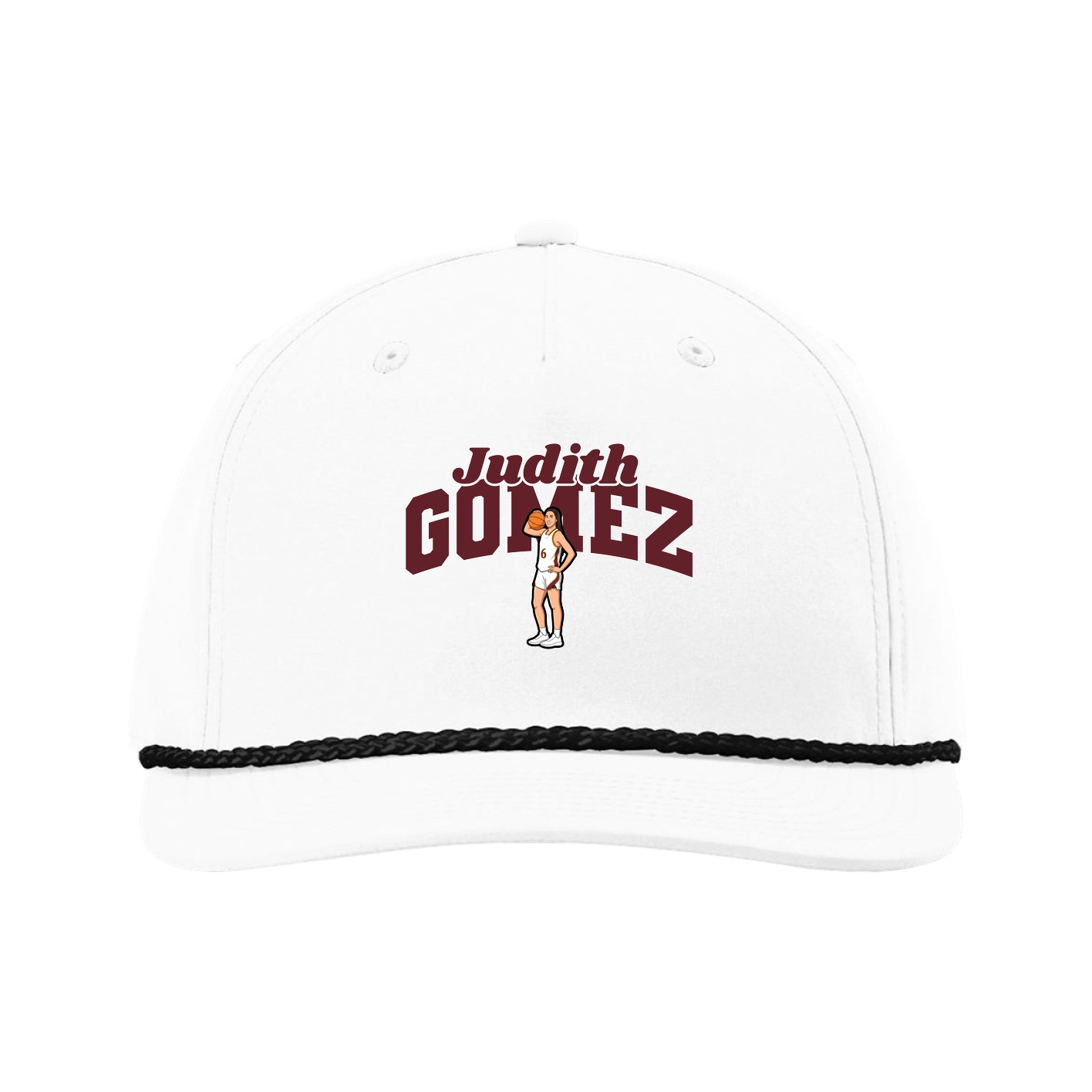 Five-Panel Classic Rope Cap — Signature Arch in White