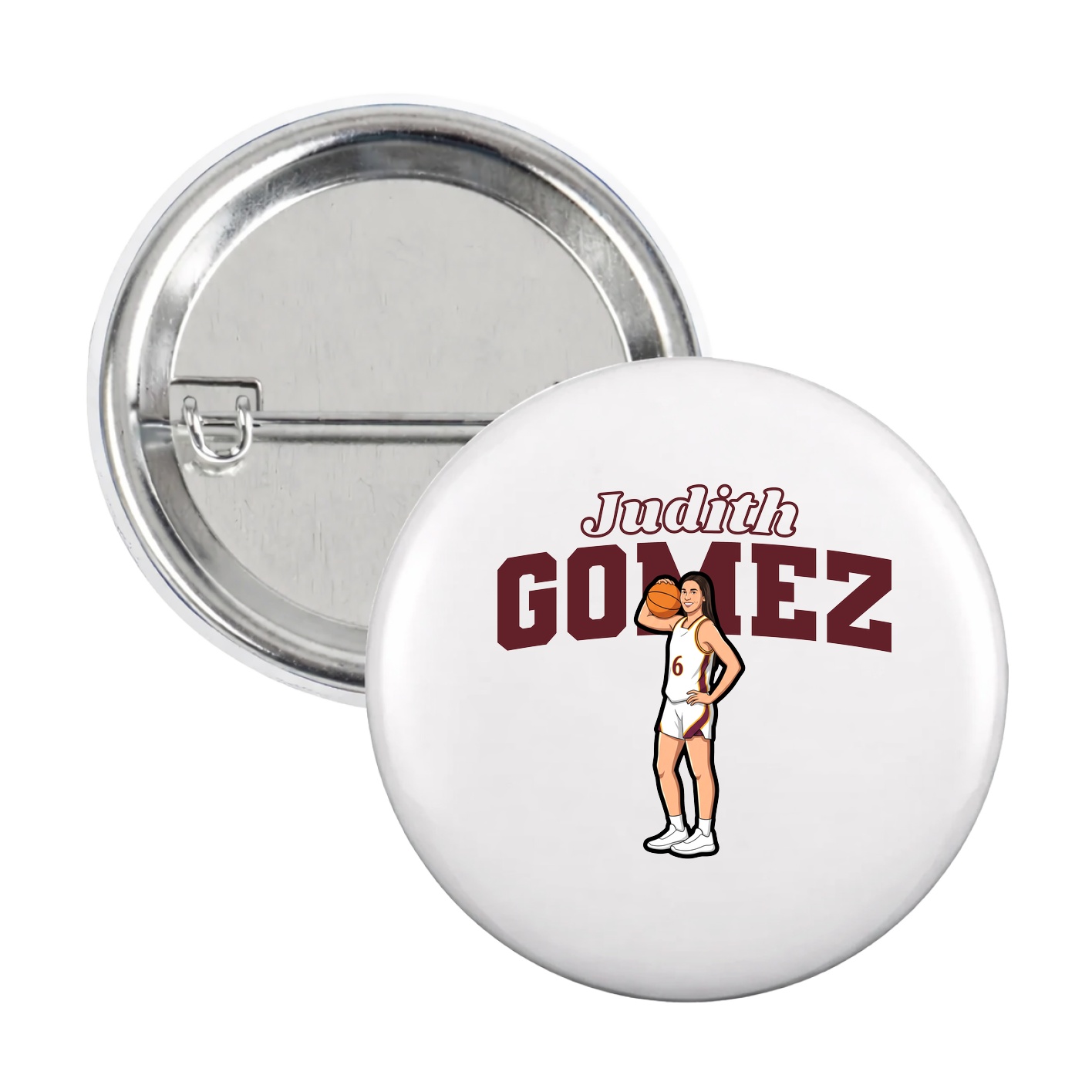 Game Day Button — Name Arch in White