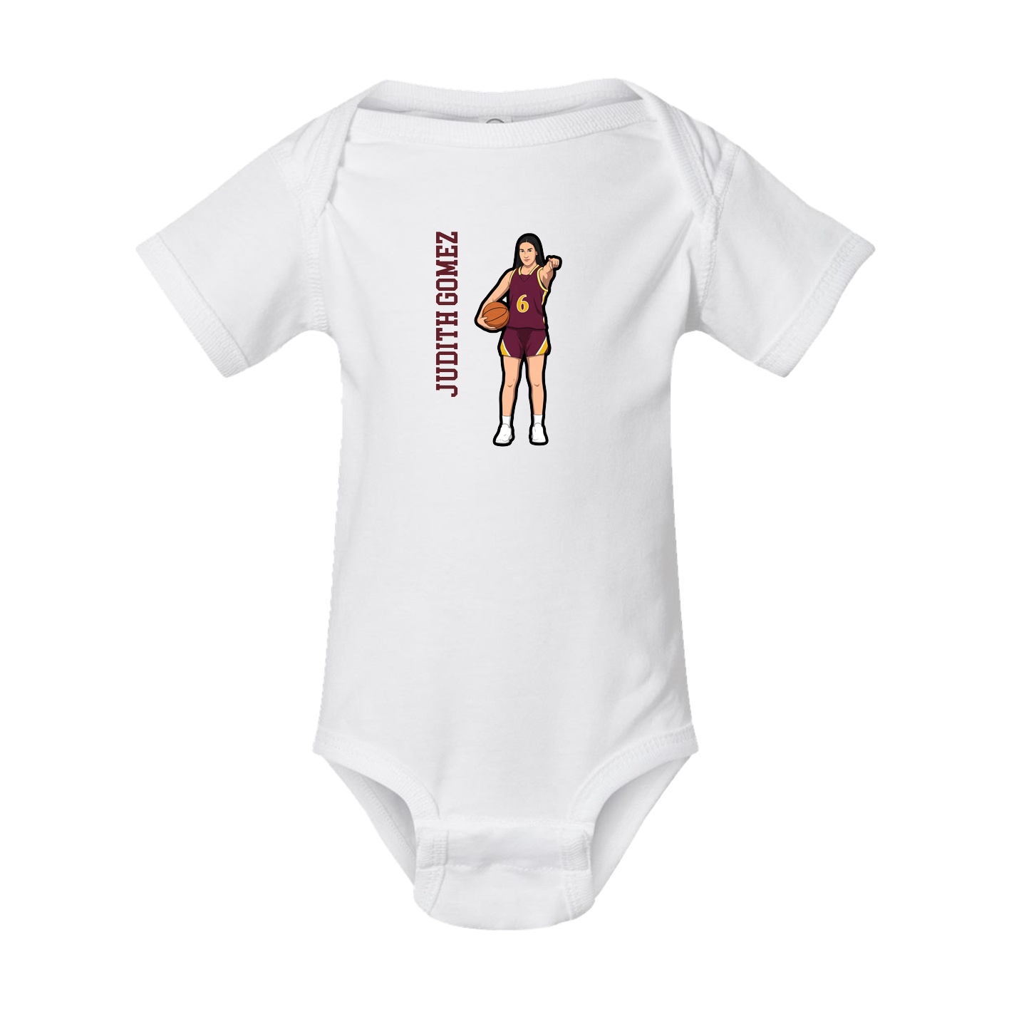 Baby Onesie — Name Vertical in White