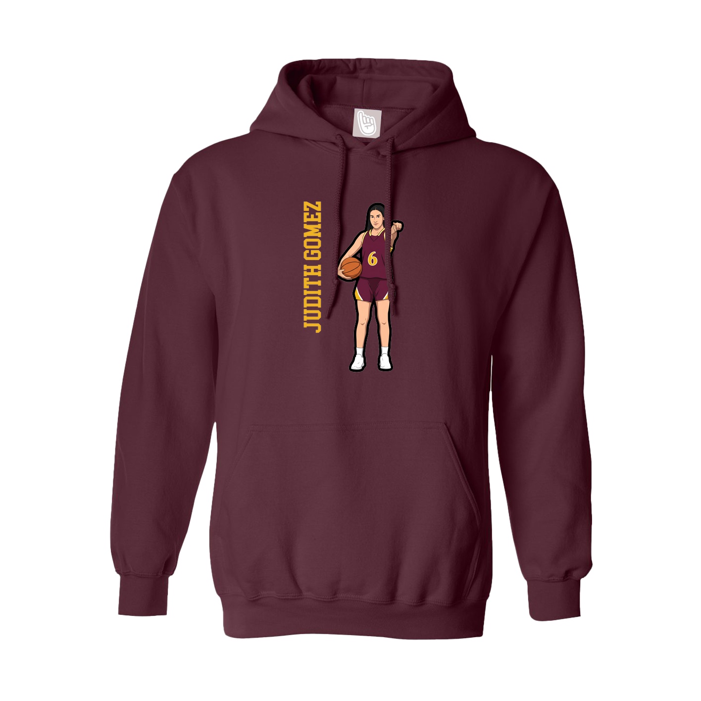 Youth Hoodie — Name Vertical in Maroon