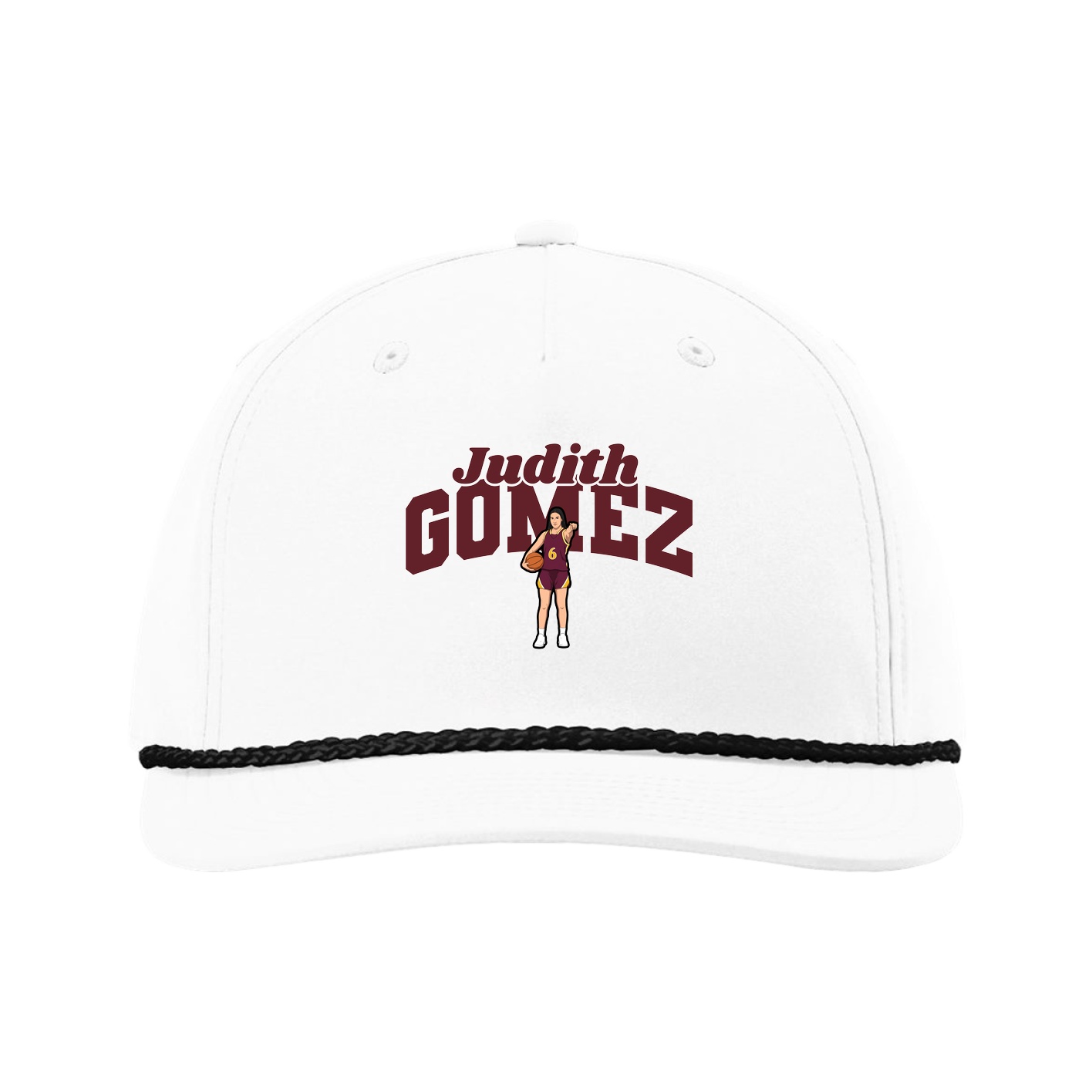 Five-Panel Classic Rope Cap — Signature Arch in White