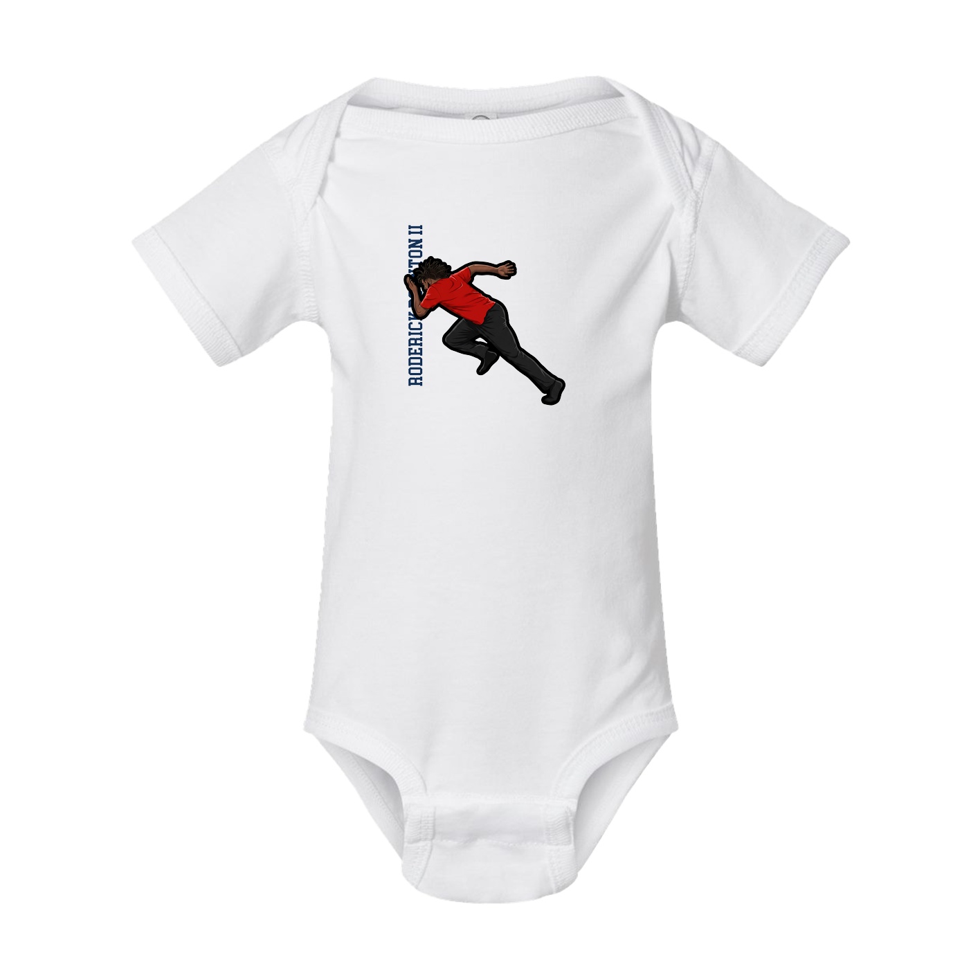 Baby Onesie — Name Vertical in White