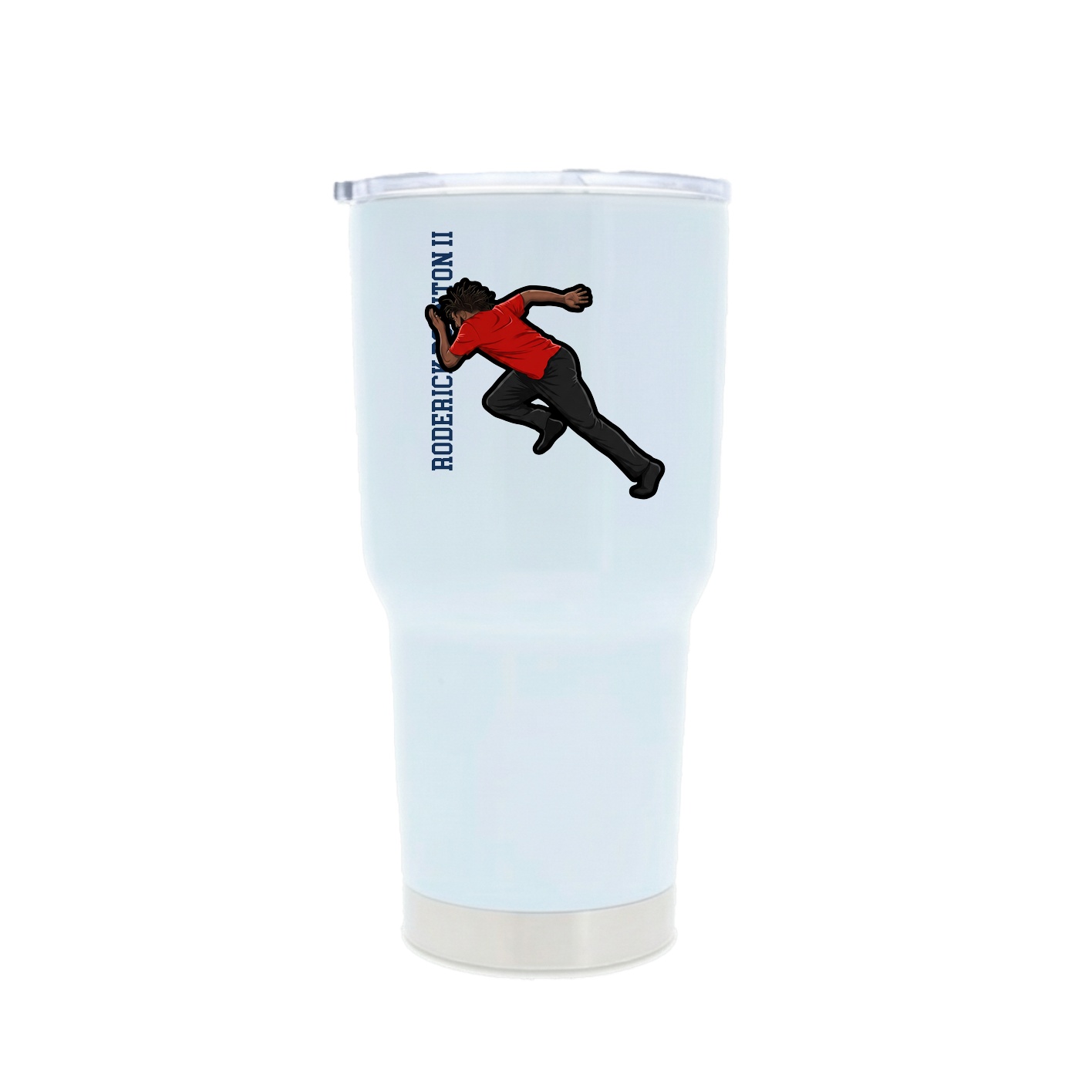 30oz Stainless Steel Tumbler — Name Vertical in White