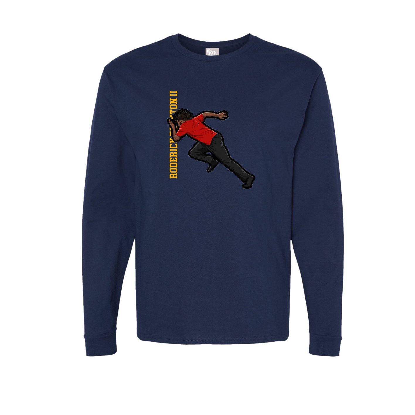 Long Sleeve Tee — Name Vertical in Navy
