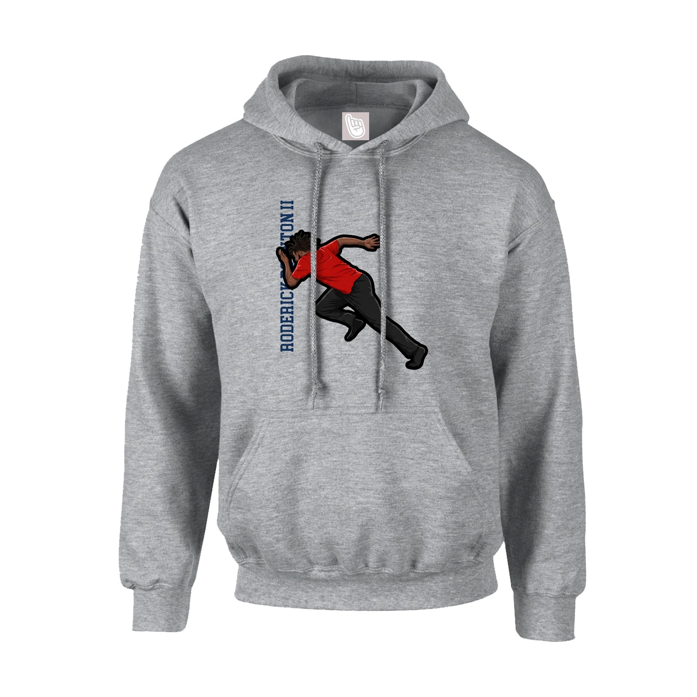 Hoodie — Name Vertical in Grey