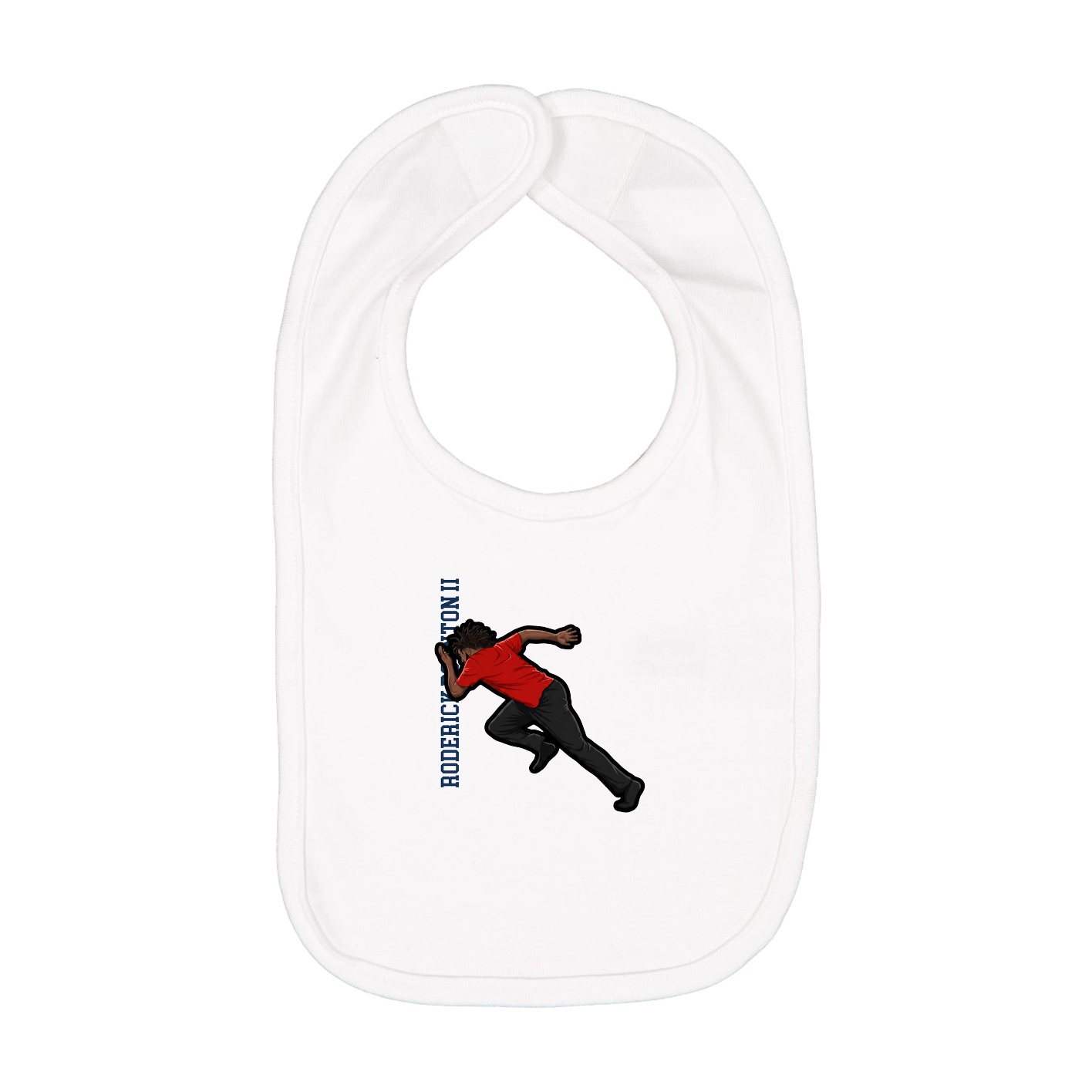Infant Bib — Name Vertical in White