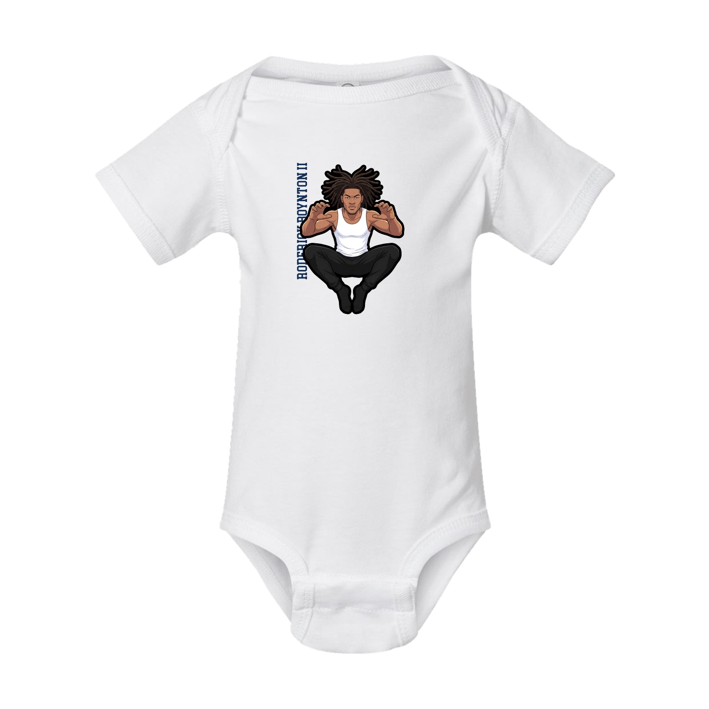 Baby Onesie — Name Vertical in White