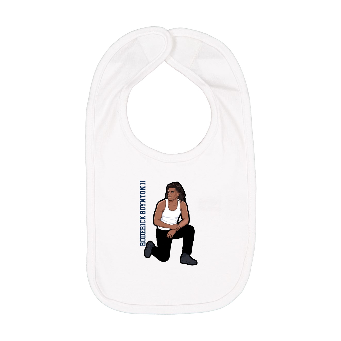 Infant Bib — Name Vertical in White
